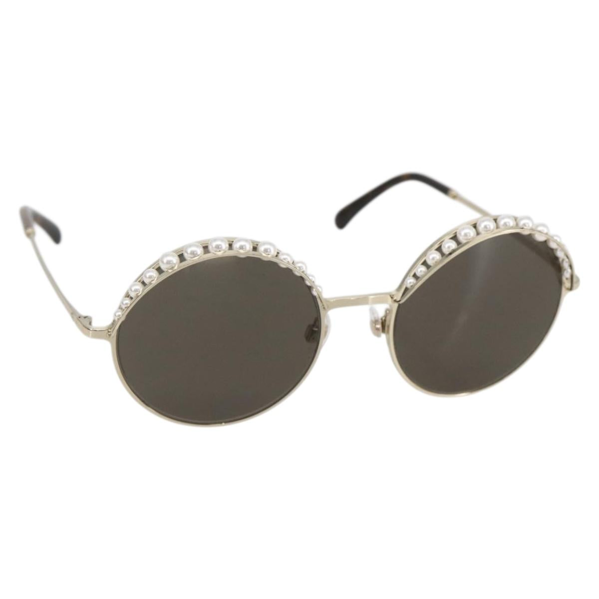 CHANEL Sunglasses metal Brown 4234 CC Auth 159617V