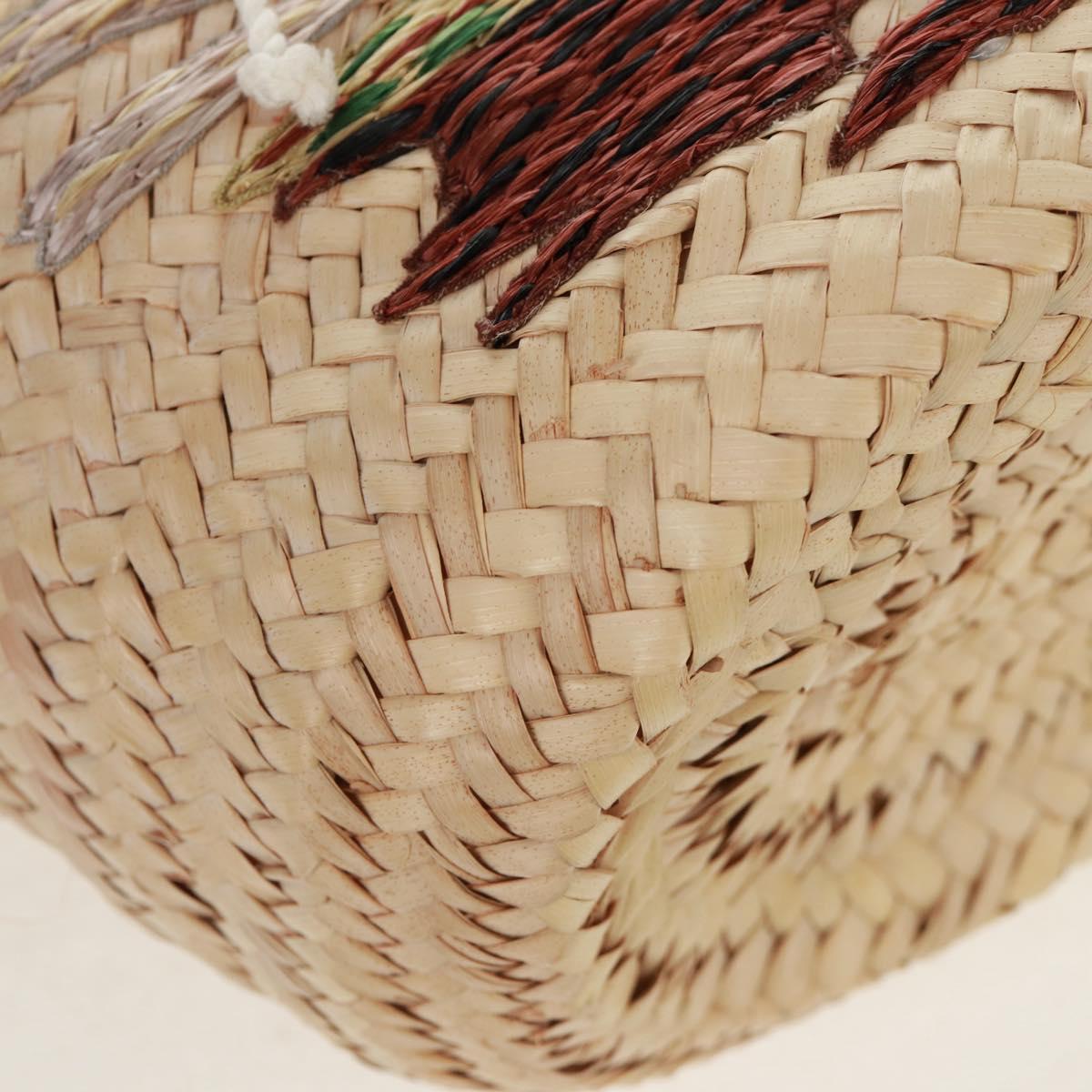 CELINE Basket Bag Hand Bag Raffia Beige Auth 159620V