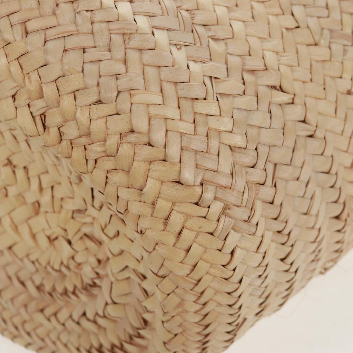 CELINE Basket Bag Hand Bag Raffia Beige Auth 159620V
