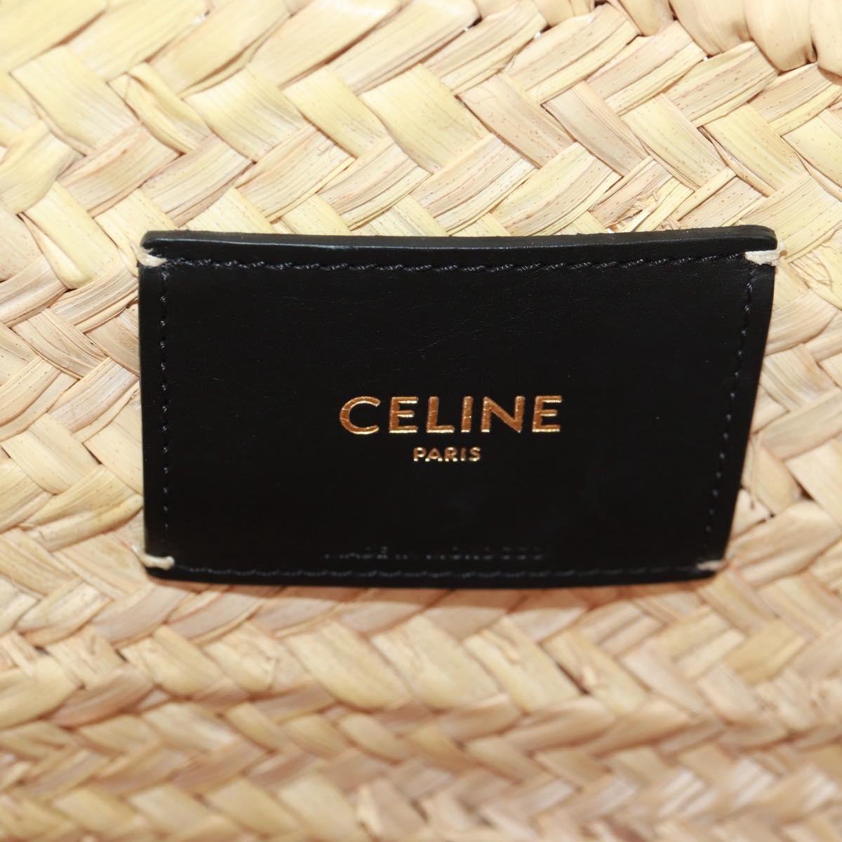 CELINE Basket Bag Hand Bag Raffia Beige Auth 159620V