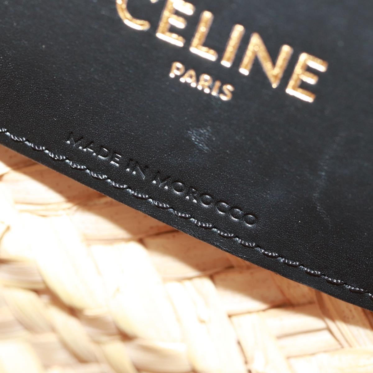 CELINE Basket Bag Hand Bag Raffia Beige Auth 159620V