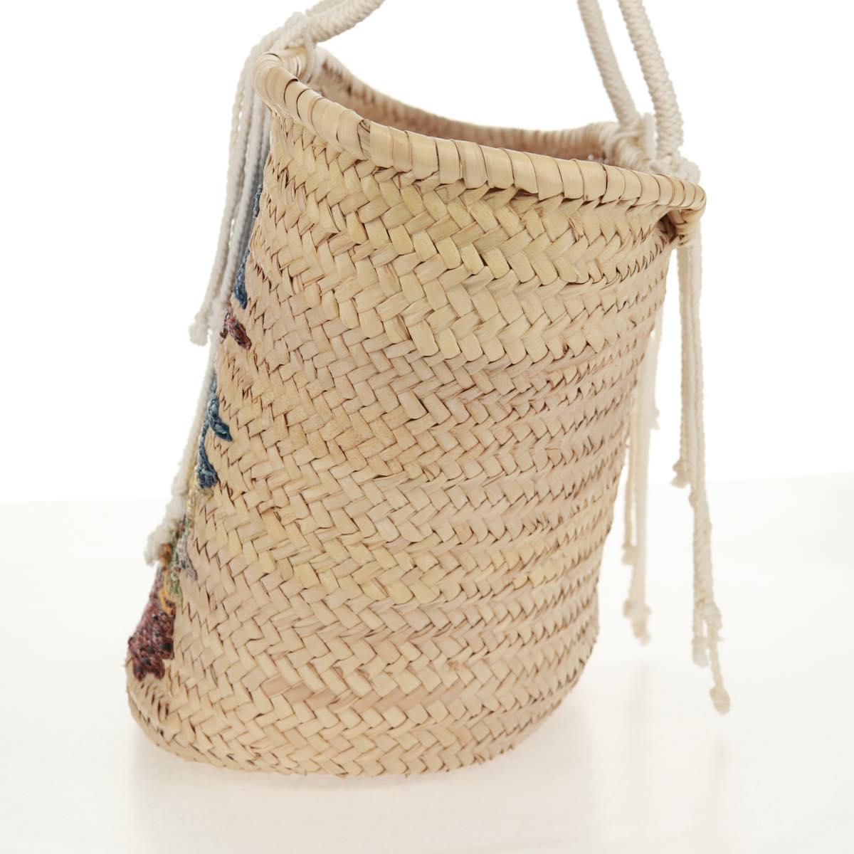 CELINE Basket Bag Hand Bag Raffia Beige Auth 159620V
