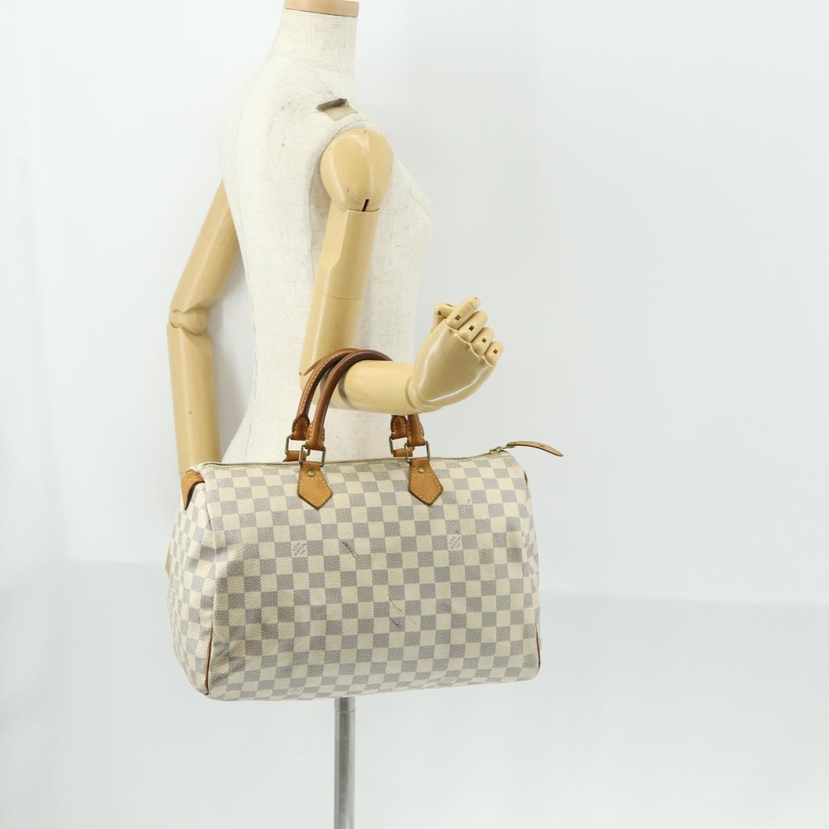 LOUIS VUITTON Damier Azur Speedy 35 Hand Bag N41535 LV Auth 159671