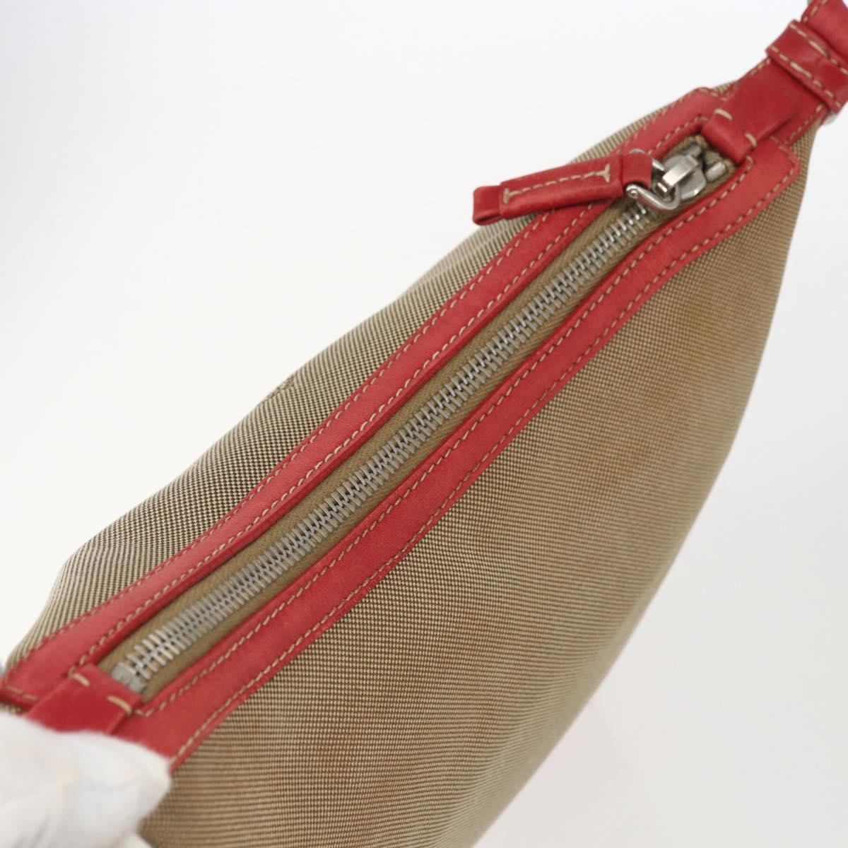PRADA Shoulder Bag Canvas Beige Silver Auth 159720