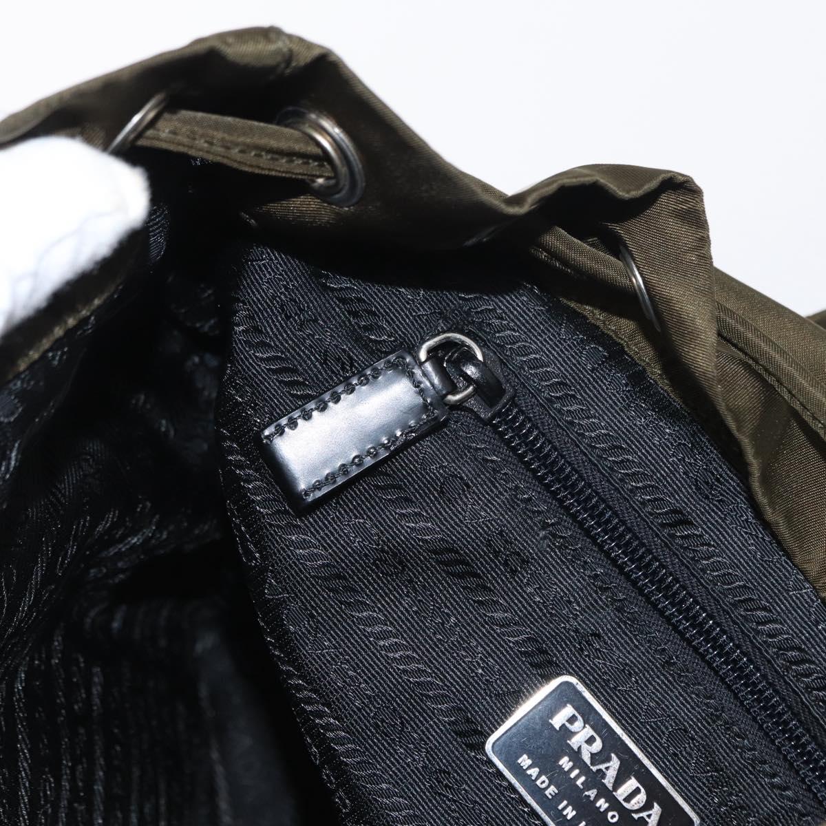 PRADA Backpack Nylon Khaki Silver Auth 159721