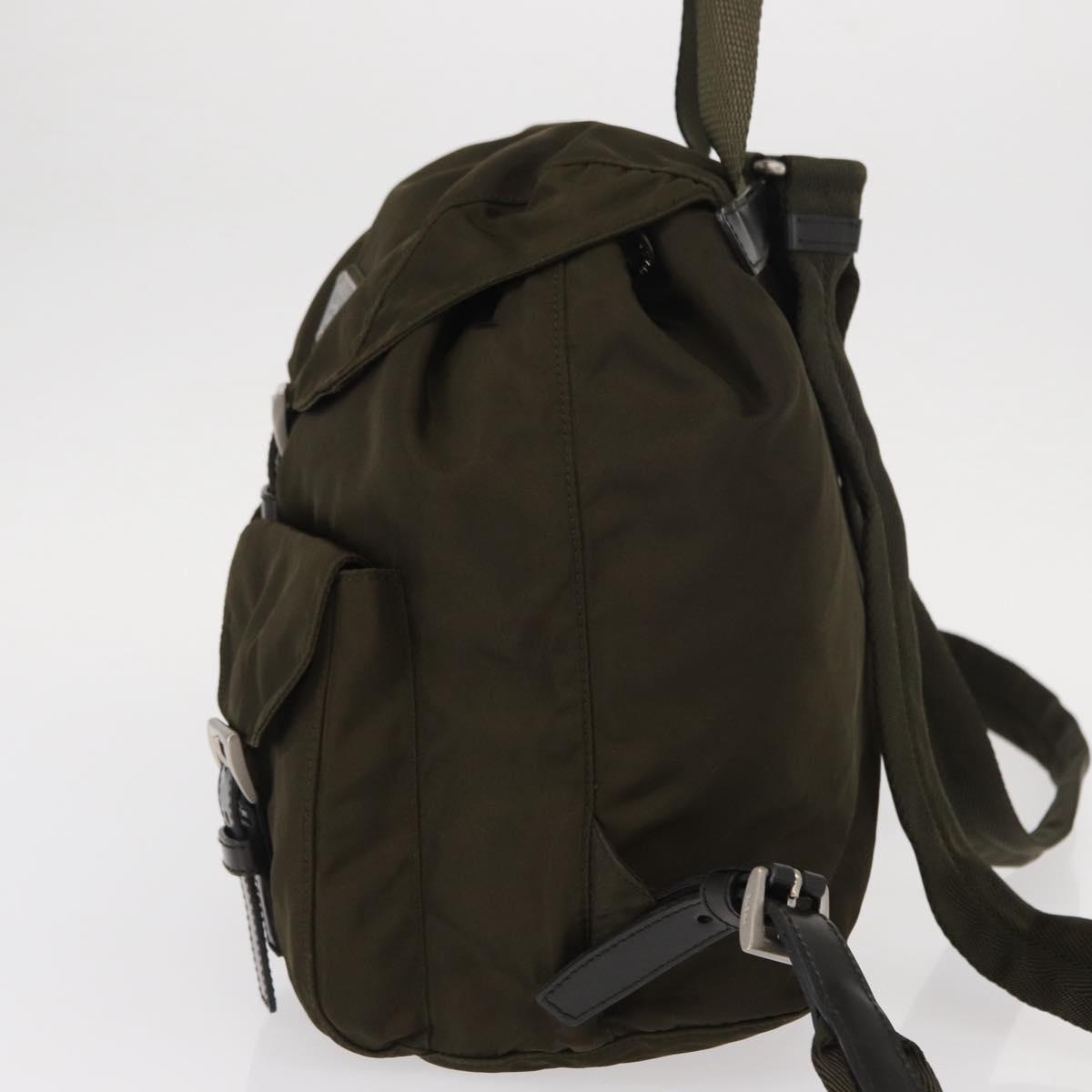 PRADA Backpack Nylon Khaki Silver Auth 159721