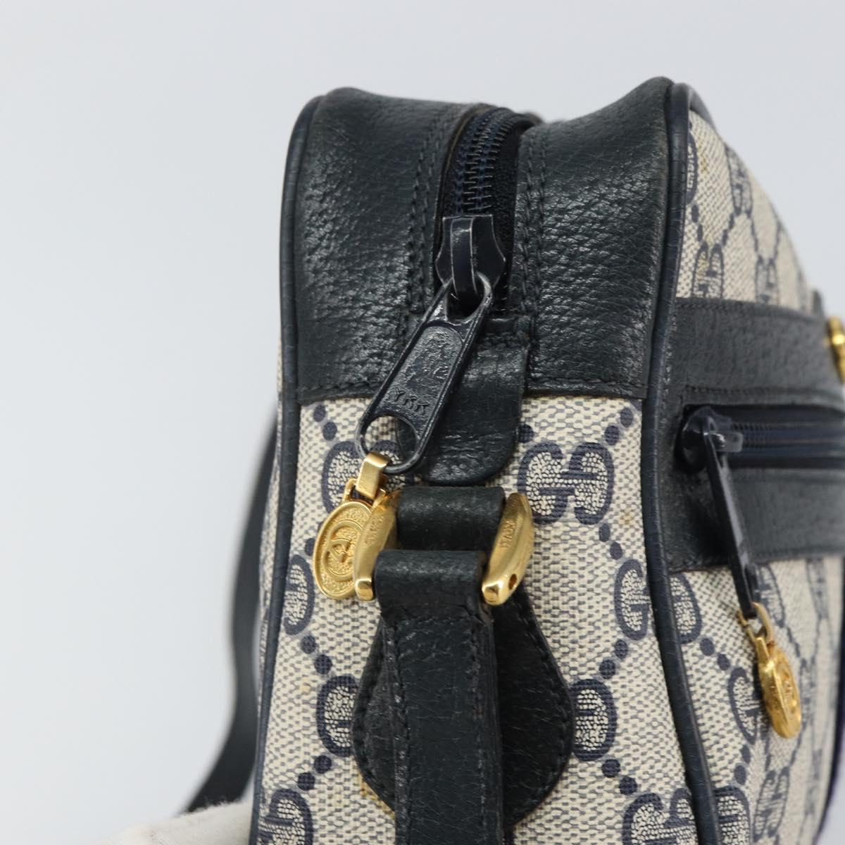GUCCI GG Supreme Sherry Line Shoulder Bag PVC Navy Gold 75 02 004 Auth 159729