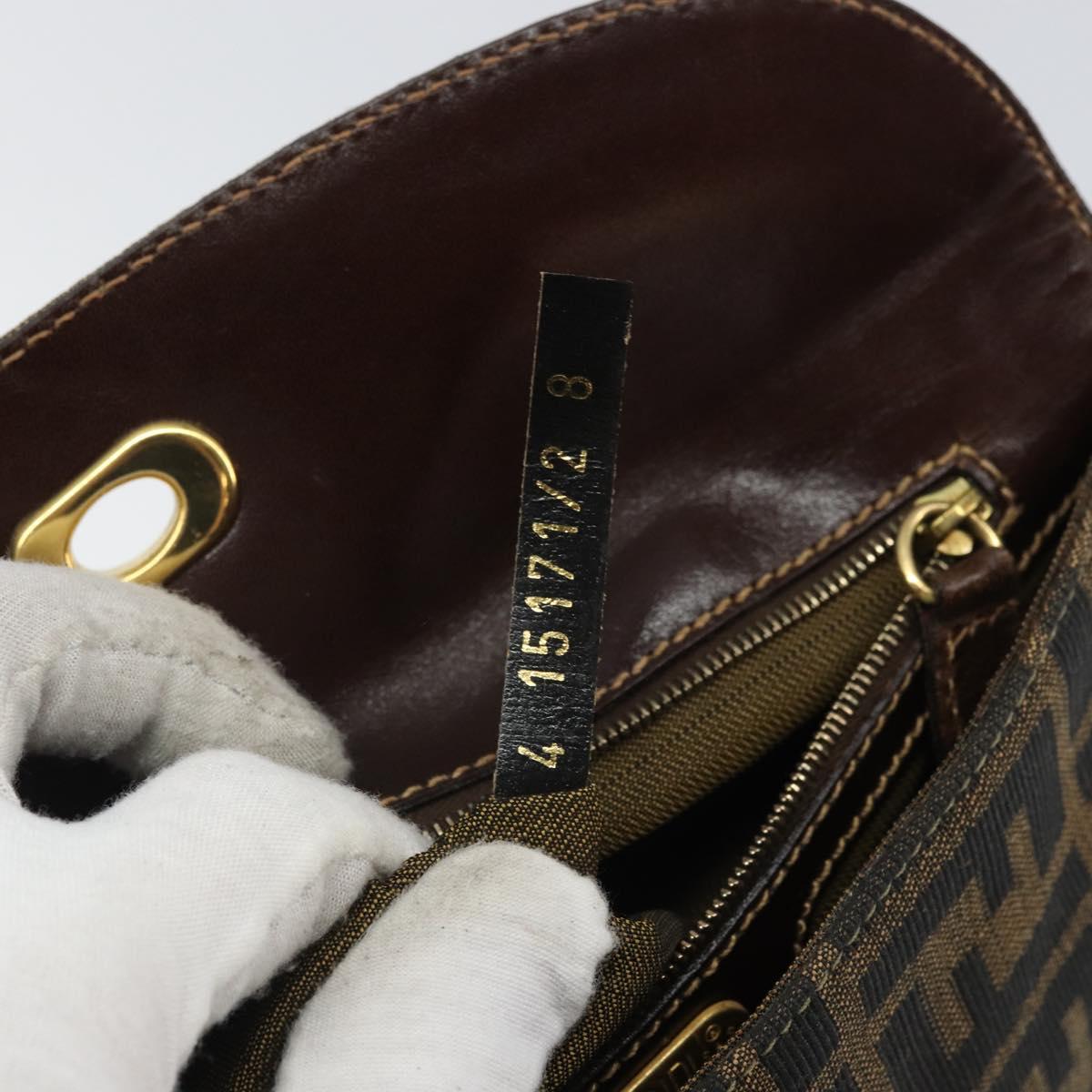 FENDI Zucca Canvas Hand Bag Black Brown Auth 159734