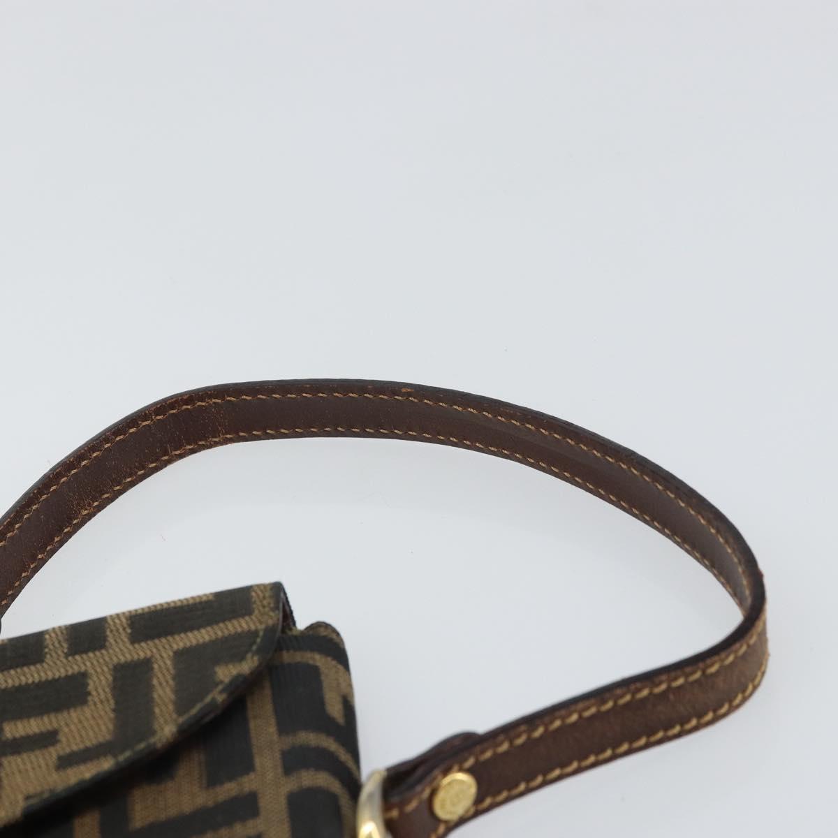 FENDI Zucca Canvas Hand Bag Black Brown Auth 159734