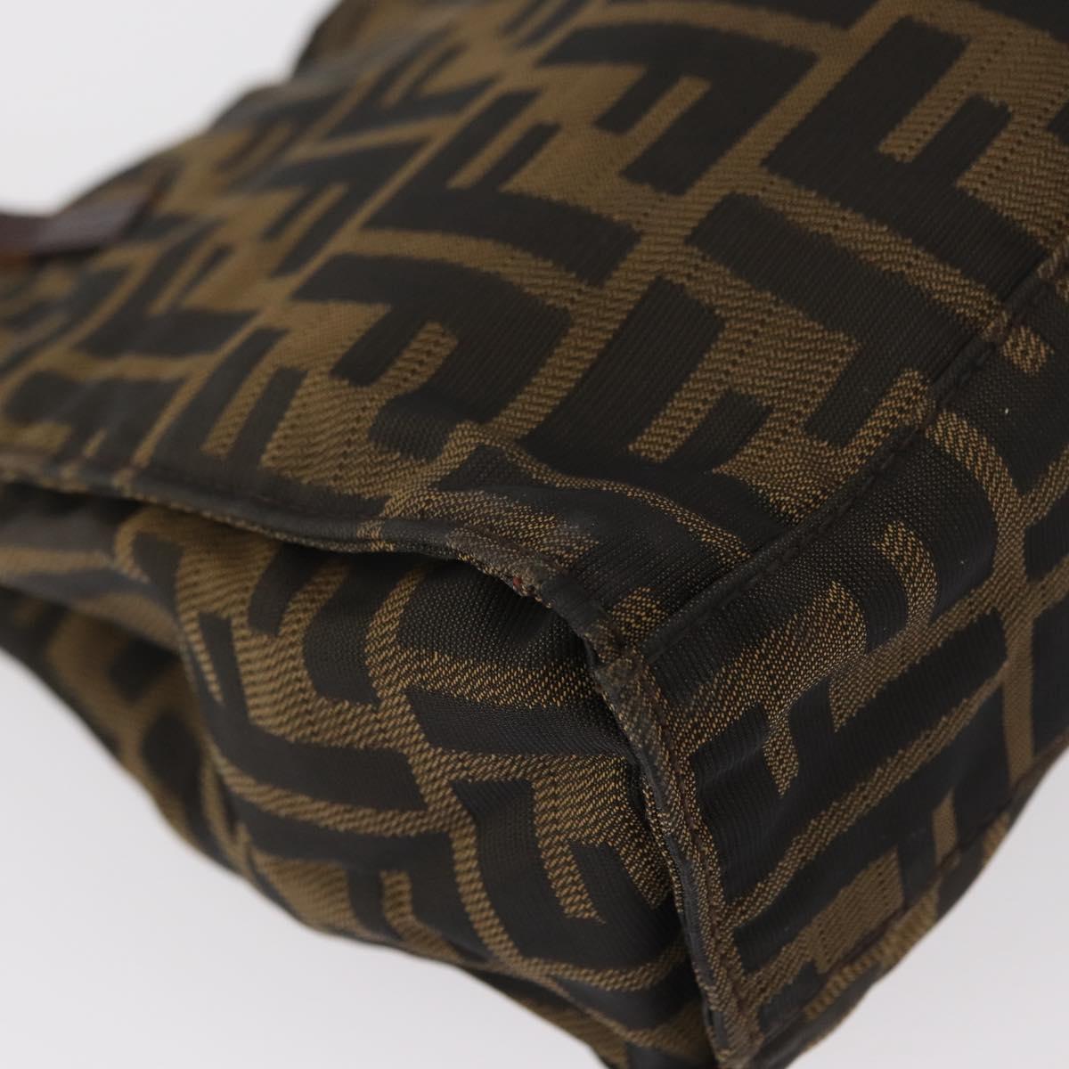 FENDI Zucca Canvas Tote Bag Black Brown Auth 159736