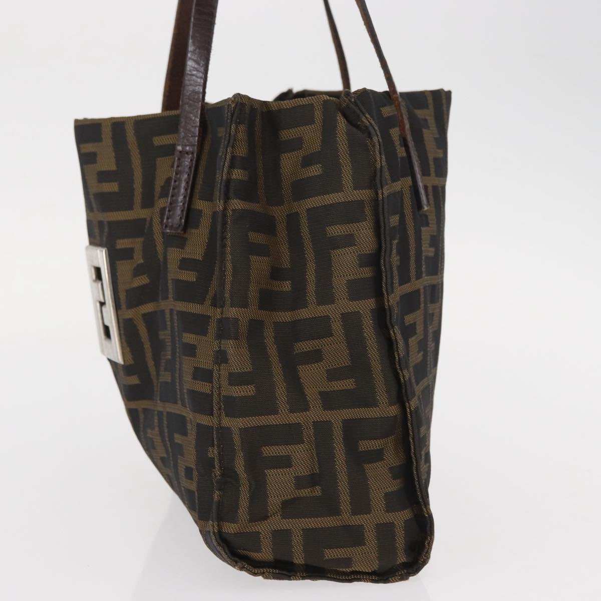 FENDI Zucca Canvas Tote Bag Black Brown Auth 159736
