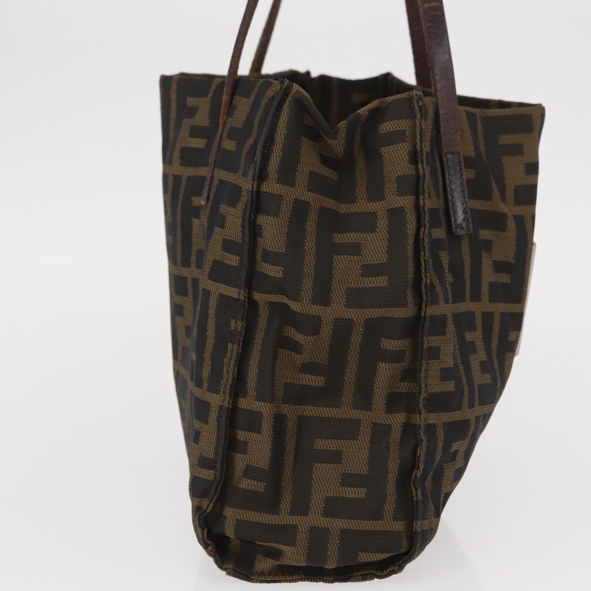 FENDI Zucca Canvas Tote Bag Black Brown Auth 159736