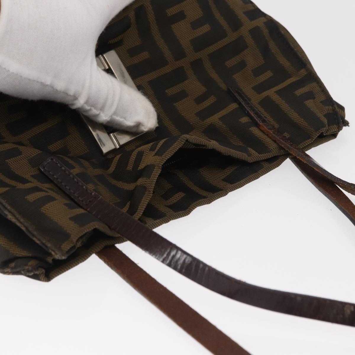 FENDI Zucca Canvas Tote Bag Black Brown Auth 159736