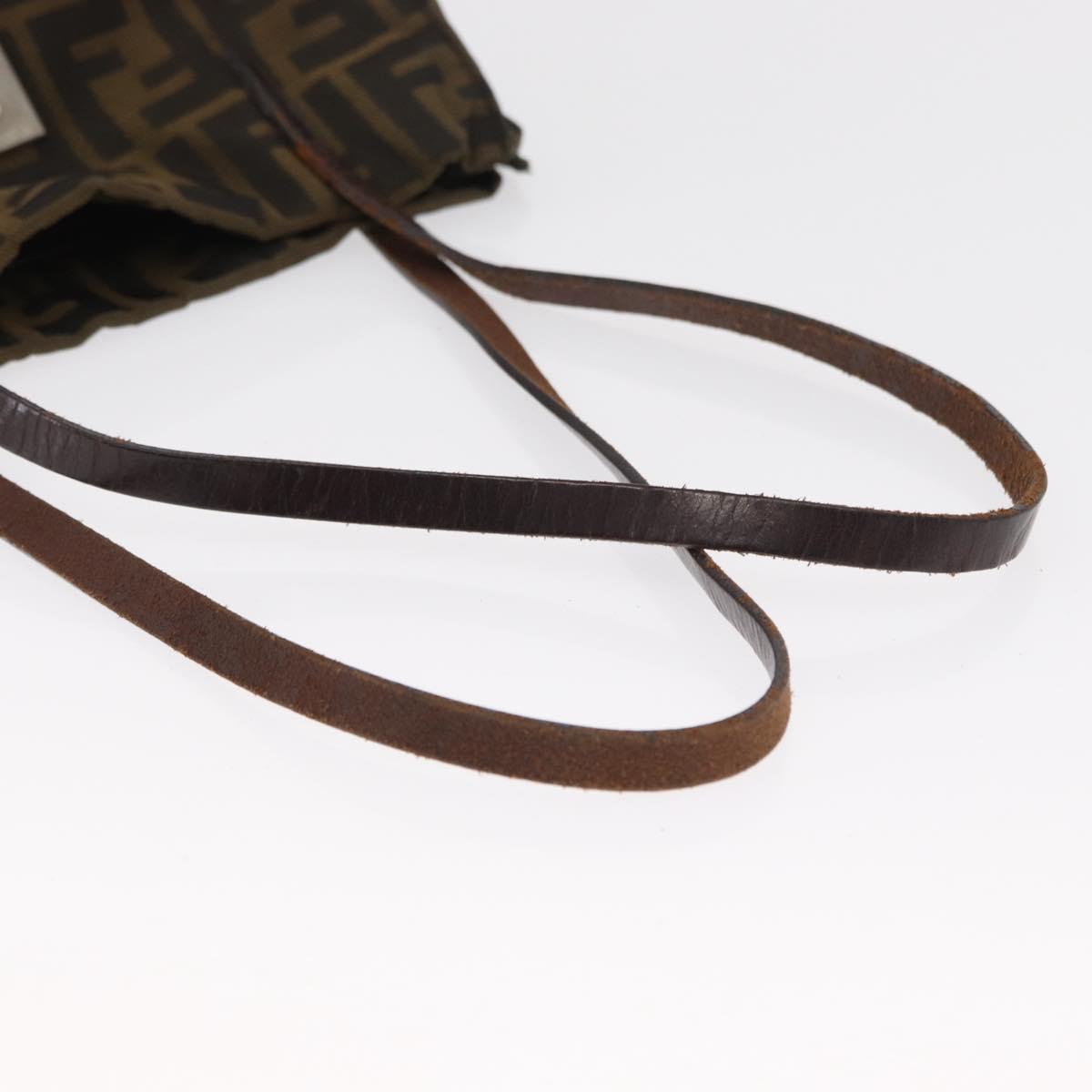 FENDI Zucca Canvas Tote Bag Black Brown Auth 159736