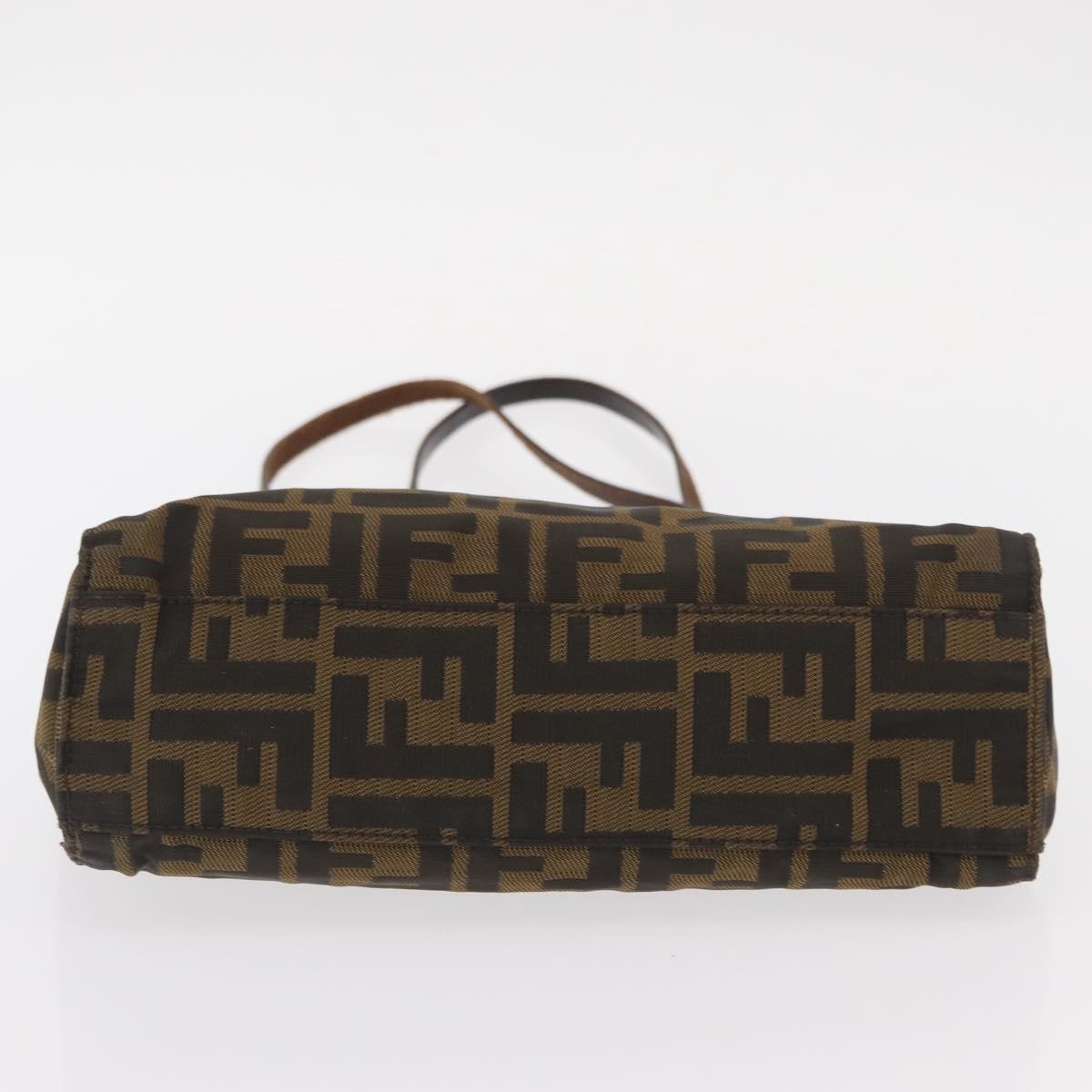 FENDI Zucca Canvas Tote Bag Black Brown Auth 159736