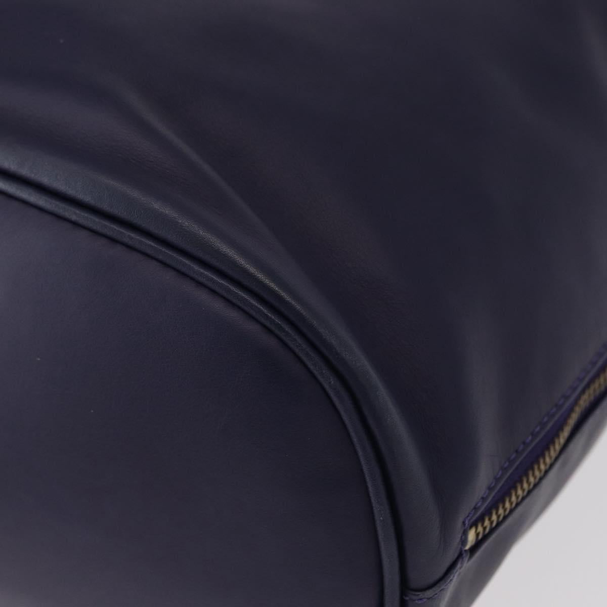 CELINE Circle Shoulder Bag Leather Navy Gold Auth 159739