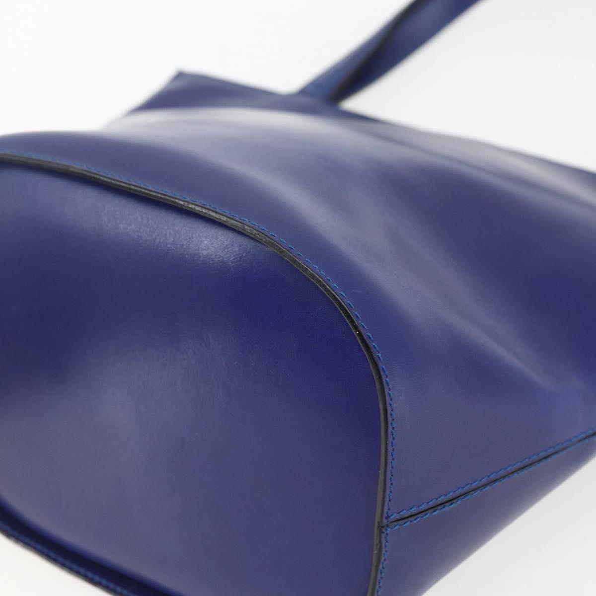 CELINE Hand Bag Leather Blue Silver Auth 159740