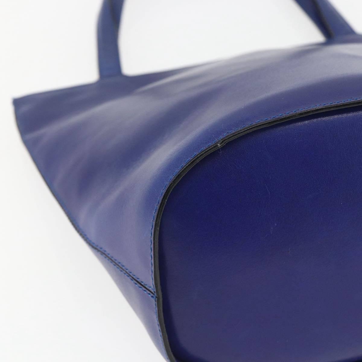 CELINE Hand Bag Leather Blue Silver Auth 159740