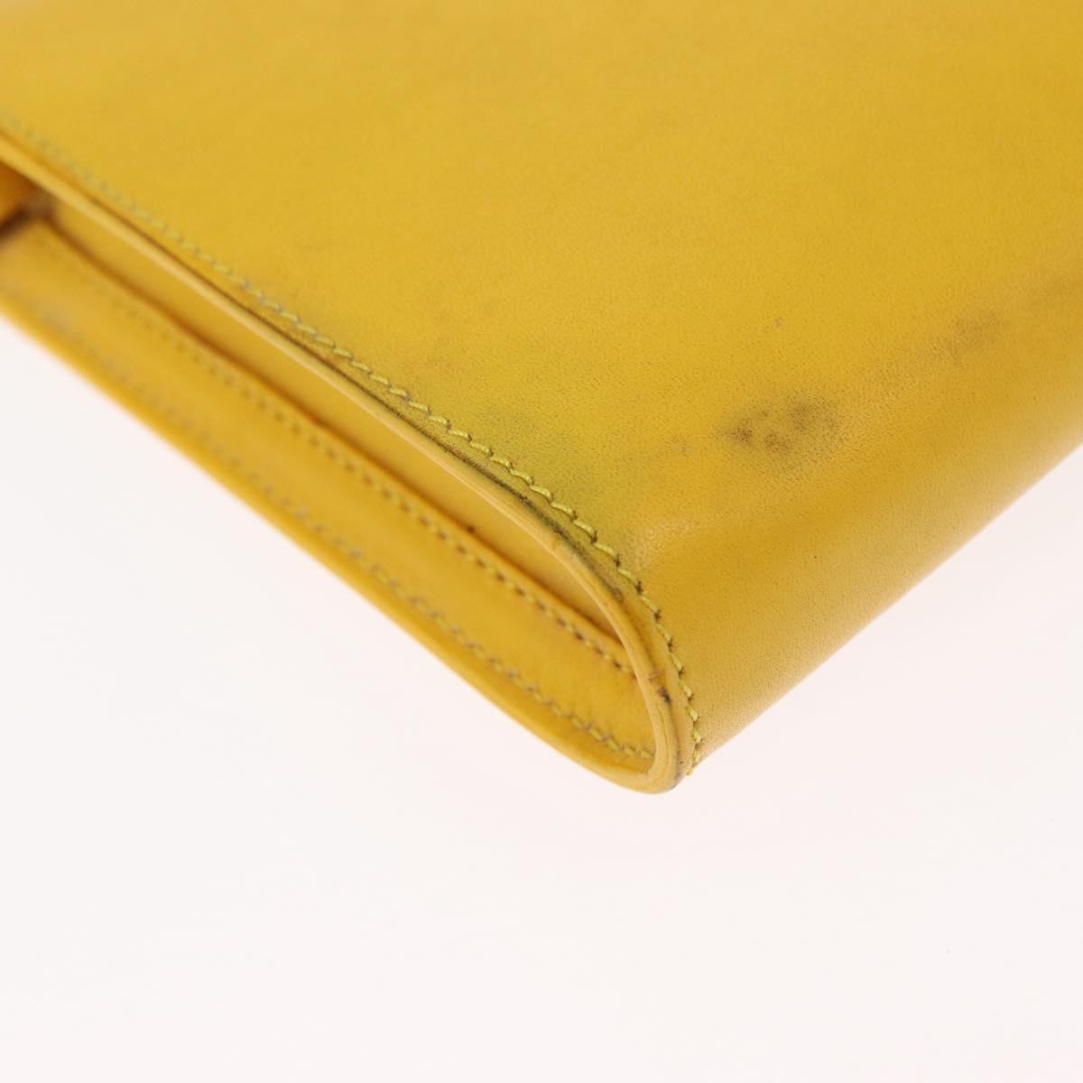 CELINE Shoulder Bag Leather Yellow Silver Auth 159741