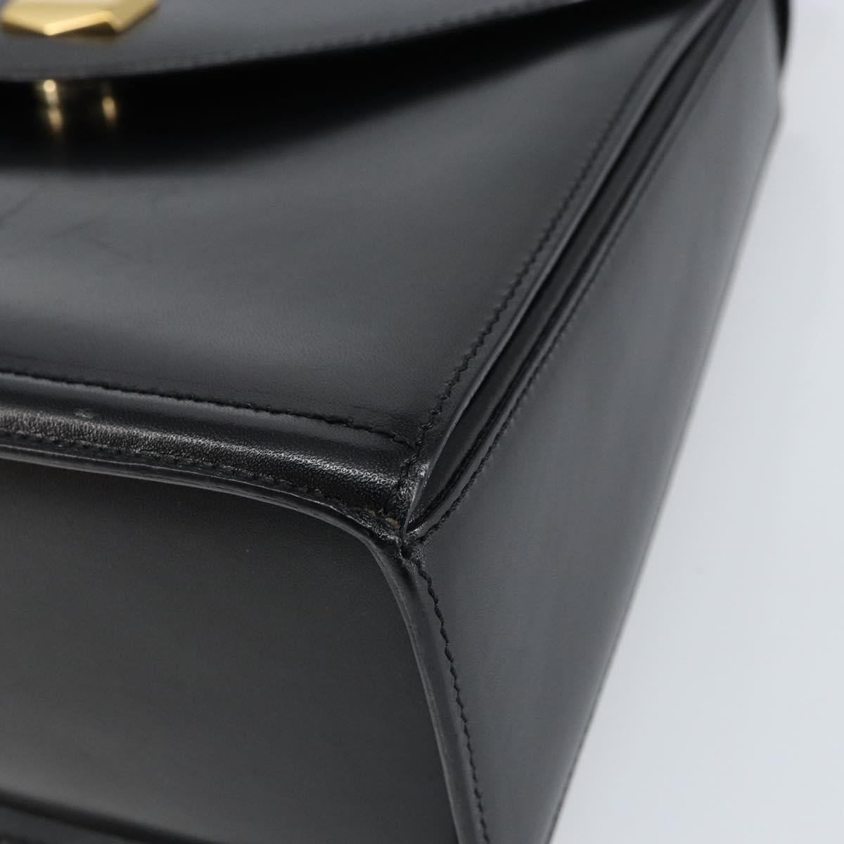 BALLY Hand Bag Leather 2way Black Gold Auth 159743