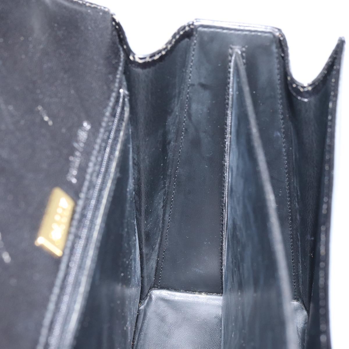BALLY Hand Bag Leather 2way Black Gold Auth 159743