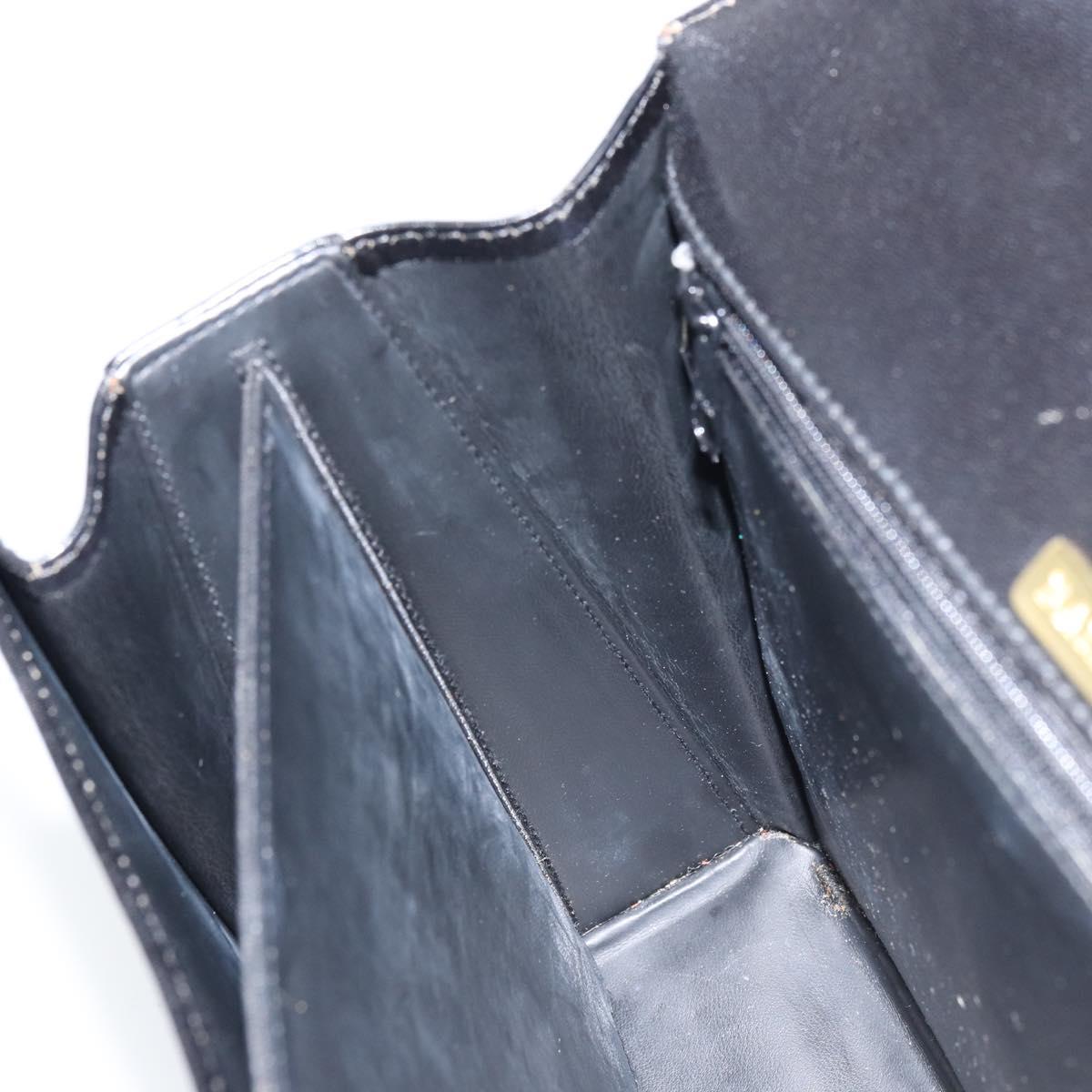 BALLY Hand Bag Leather 2way Black Gold Auth 159743