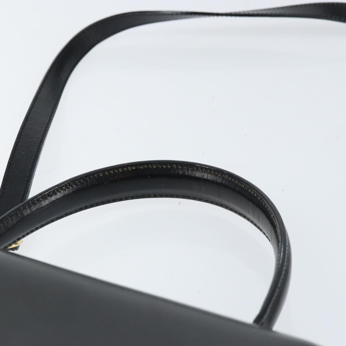 BALLY Hand Bag Leather 2way Black Gold Auth 159743
