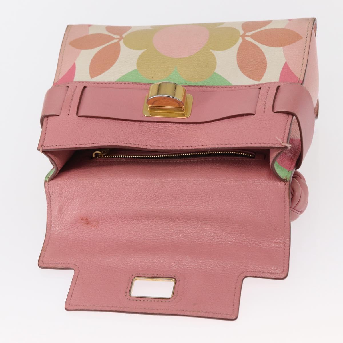 Miu Miu Hand Bag Leather Pink Gold Auth 159745