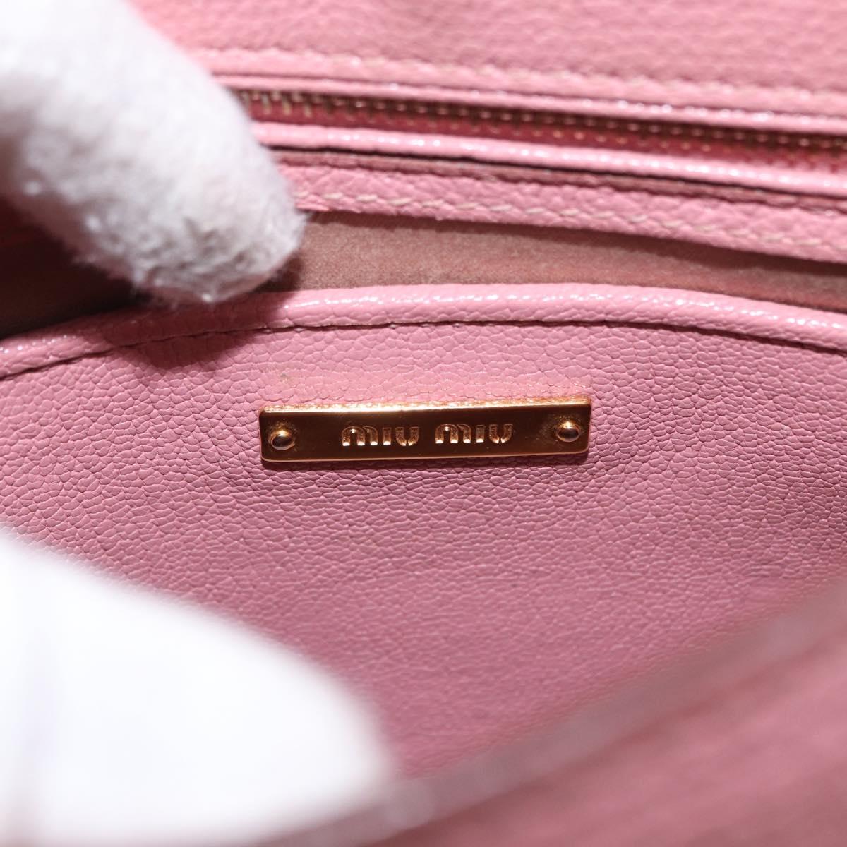 Miu Miu Hand Bag Leather Pink Gold Auth 159745