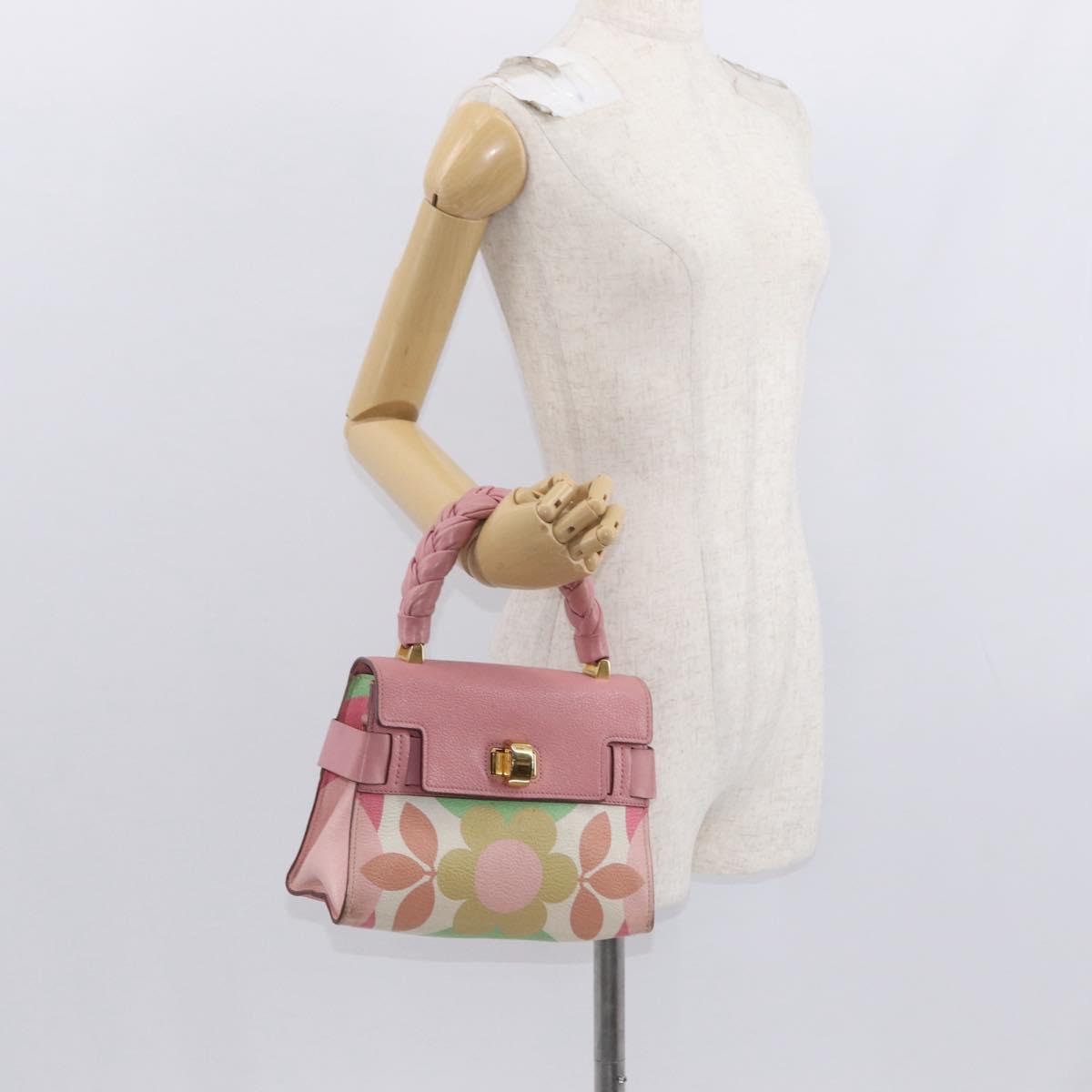 Miu Miu Hand Bag Leather Pink Gold Auth 159745