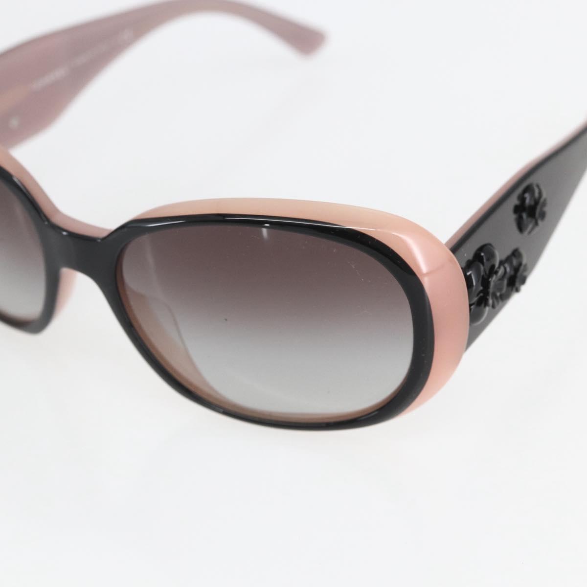 CHANEL Camelia Sunglasses plastic Black Pink CC Auth 159754