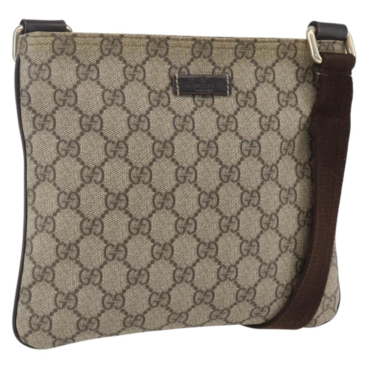 GUCCI GG Supreme Shoulder Bag PVC Beige Gold 201538 Auth 159774