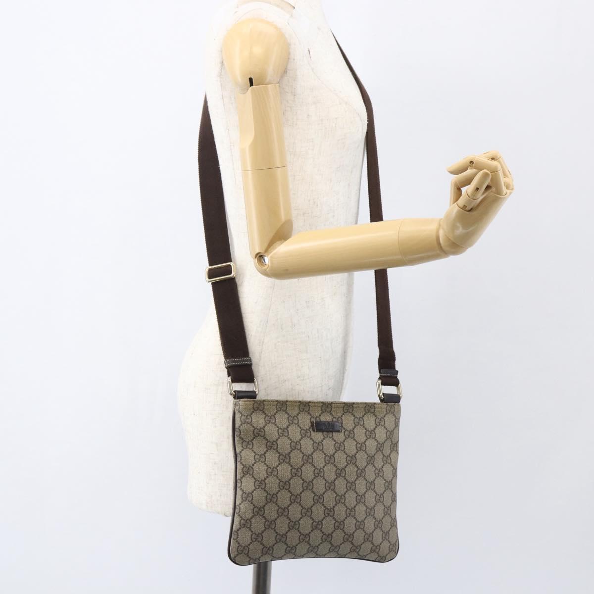 GUCCI GG Supreme Shoulder Bag PVC Beige Gold 201538 Auth 159774