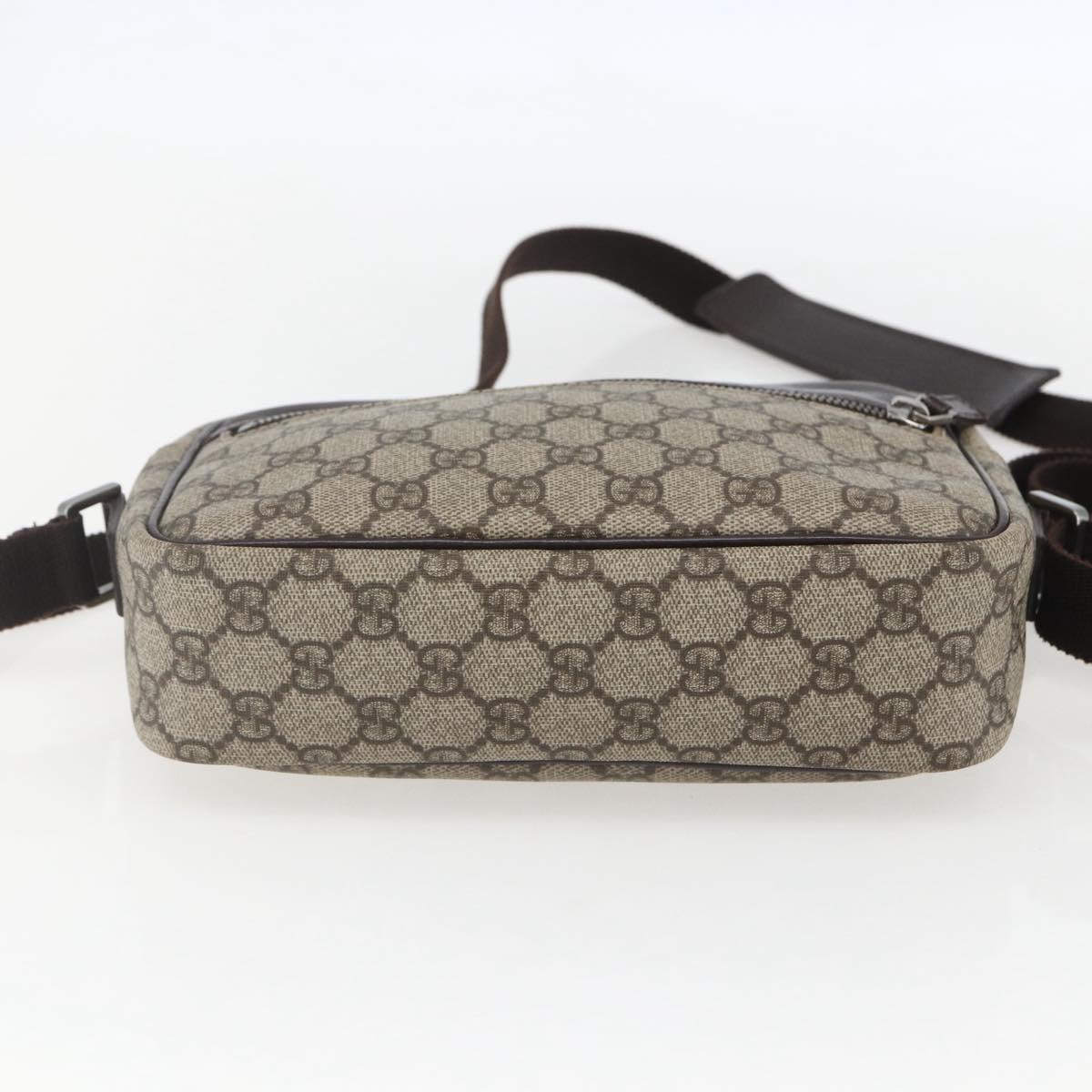 GUCCI GG Supreme Shoulder Bag PVC Beige Silver 114291 Auth 159775
