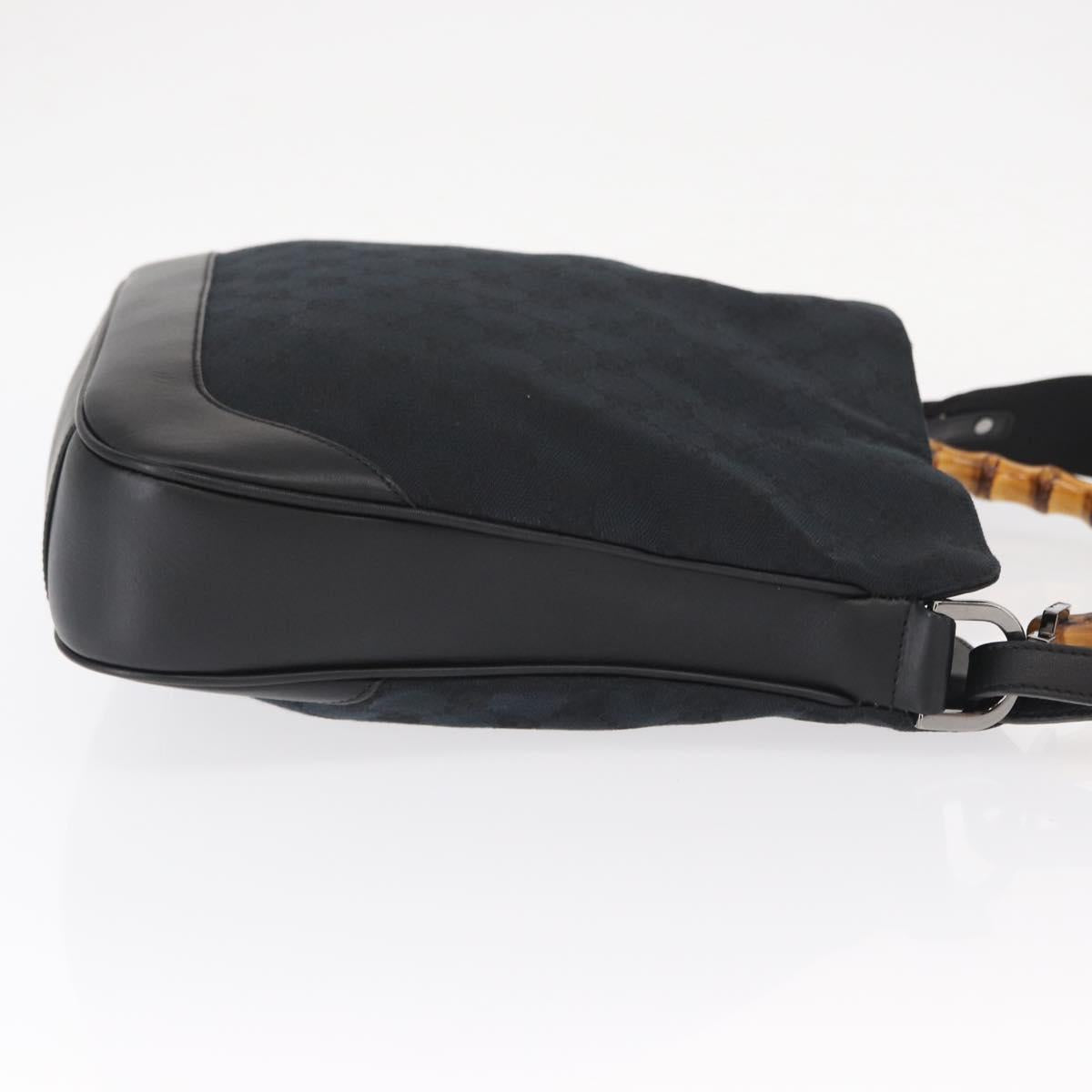 GUCCI Bamboo GG Canvas Hand Bag 2way Black Silver 001 4095 Auth 159780