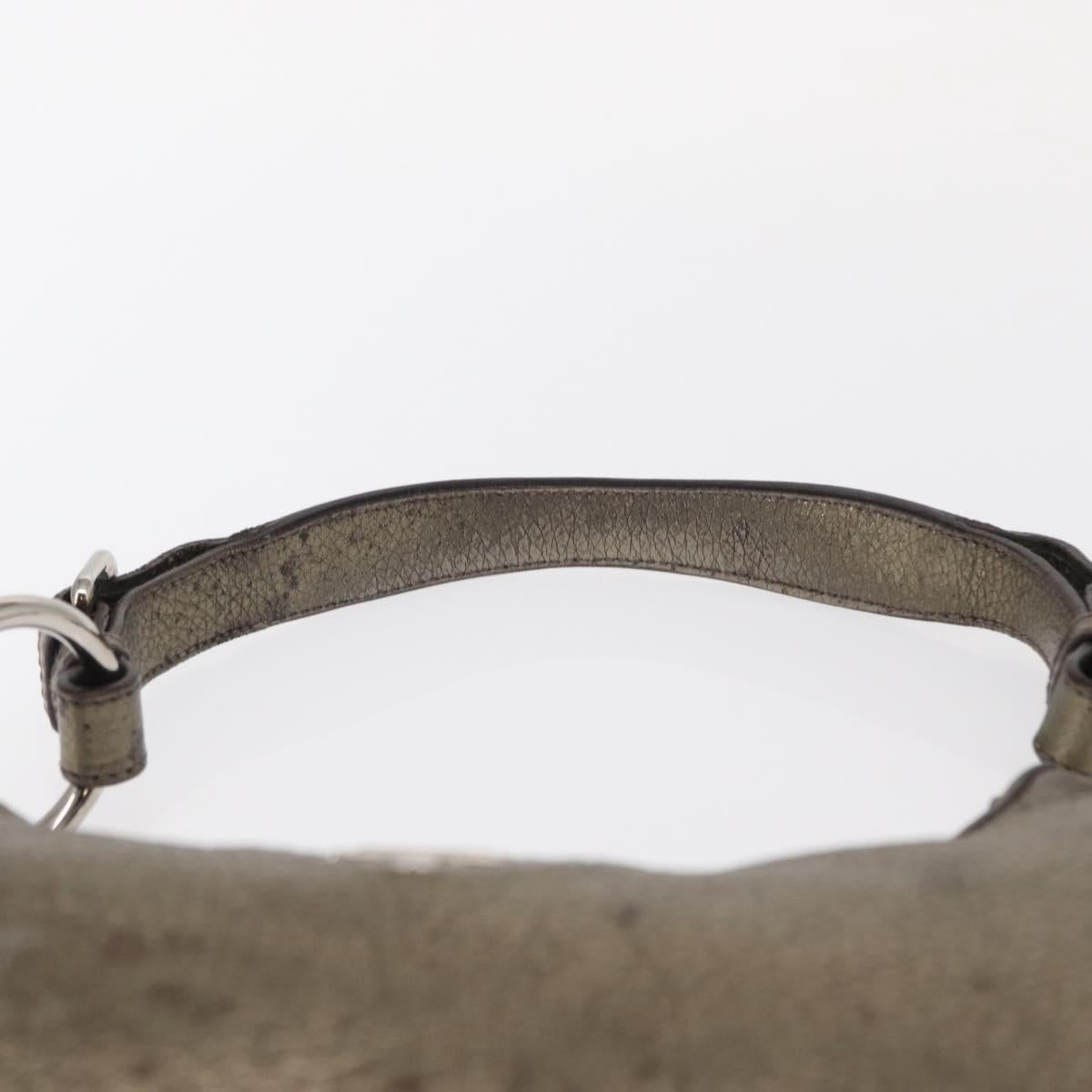PRADA Shoulder Bag Leather Bronze Silver Auth 159784