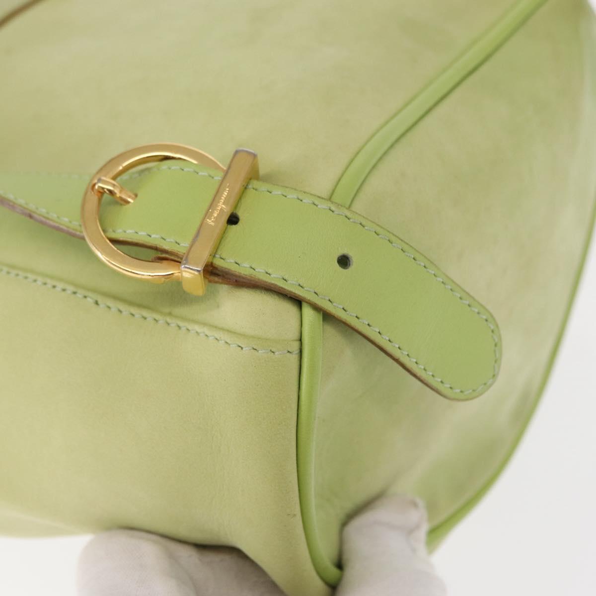 Salvatore Ferragamo Backpack Suede Gold Light green Auth 159800
