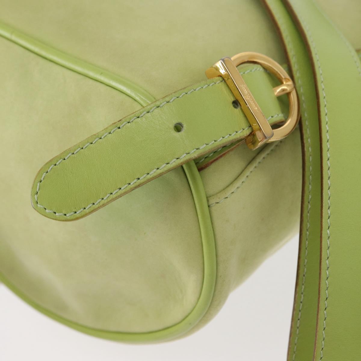 Salvatore Ferragamo Backpack Suede Gold Light green Auth 159800