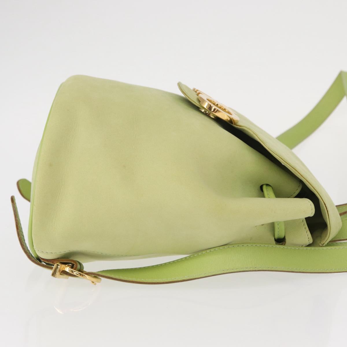 Salvatore Ferragamo Backpack Suede Gold Light green Auth 159800