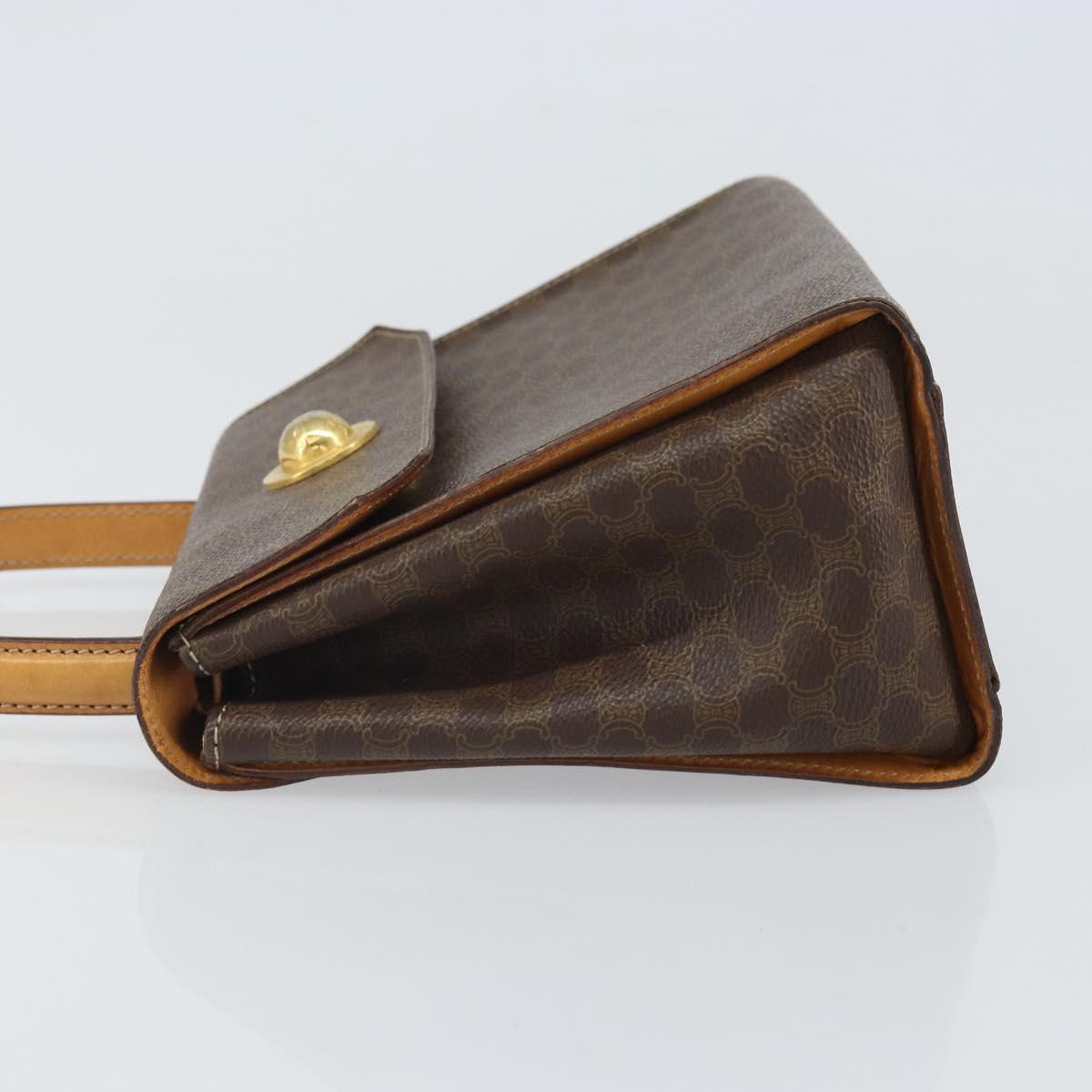 CELINE Macadam Canvas Hand Bag PVC Leather Brown Gold Auth 159824