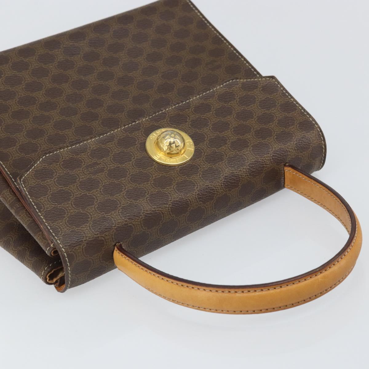 CELINE Macadam Canvas Hand Bag PVC Leather Brown Gold Auth 159824