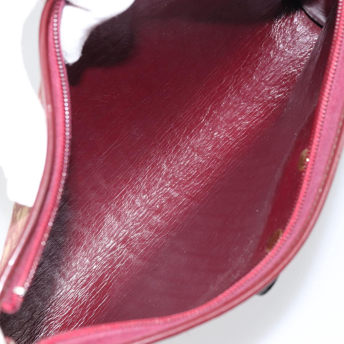 Christian Dior Trotter Canvas Shoulder Bag Red Gold Auth 159831