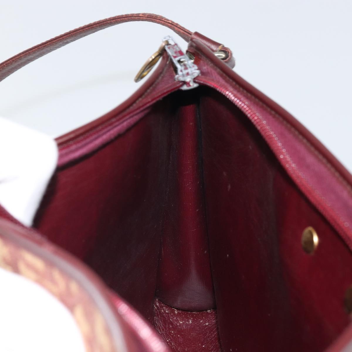 Christian Dior Trotter Canvas Shoulder Bag Red Gold Auth 159831