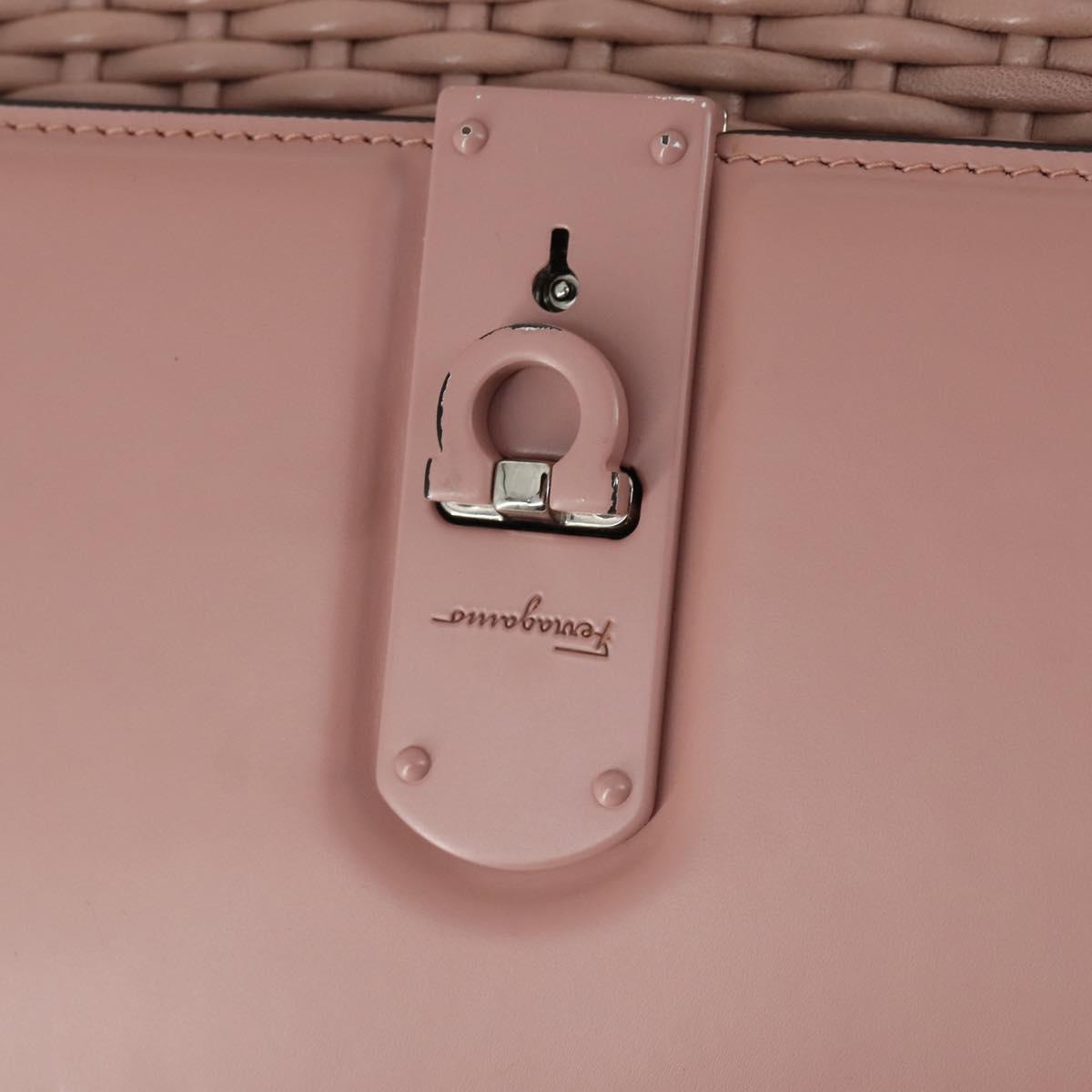 Salvatore Ferragamo Gancini Hand Bag Leather 2way Pink Auth 159841V