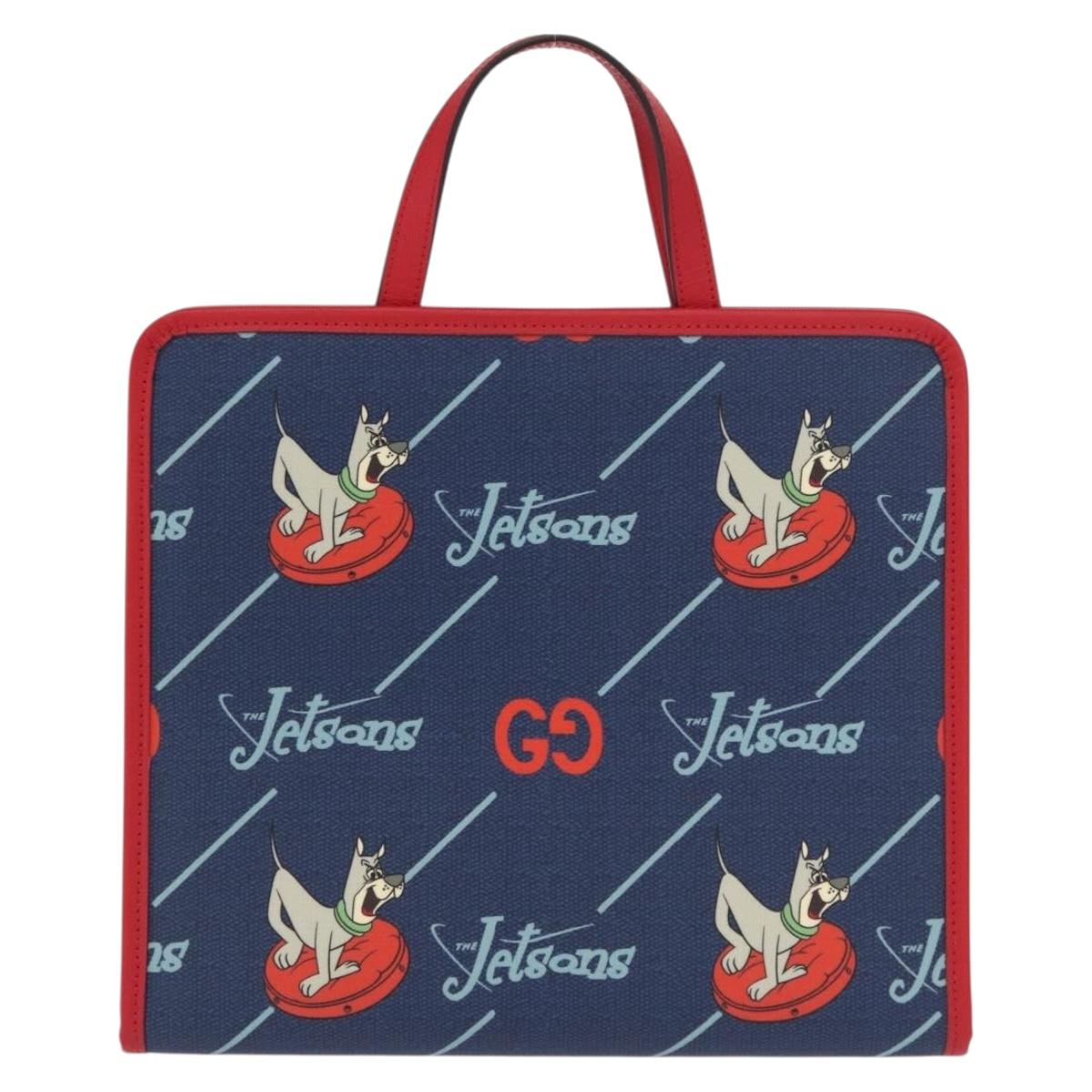 GUCCI Tote Bag PVC Navy Silver 605614 Auth 159842M