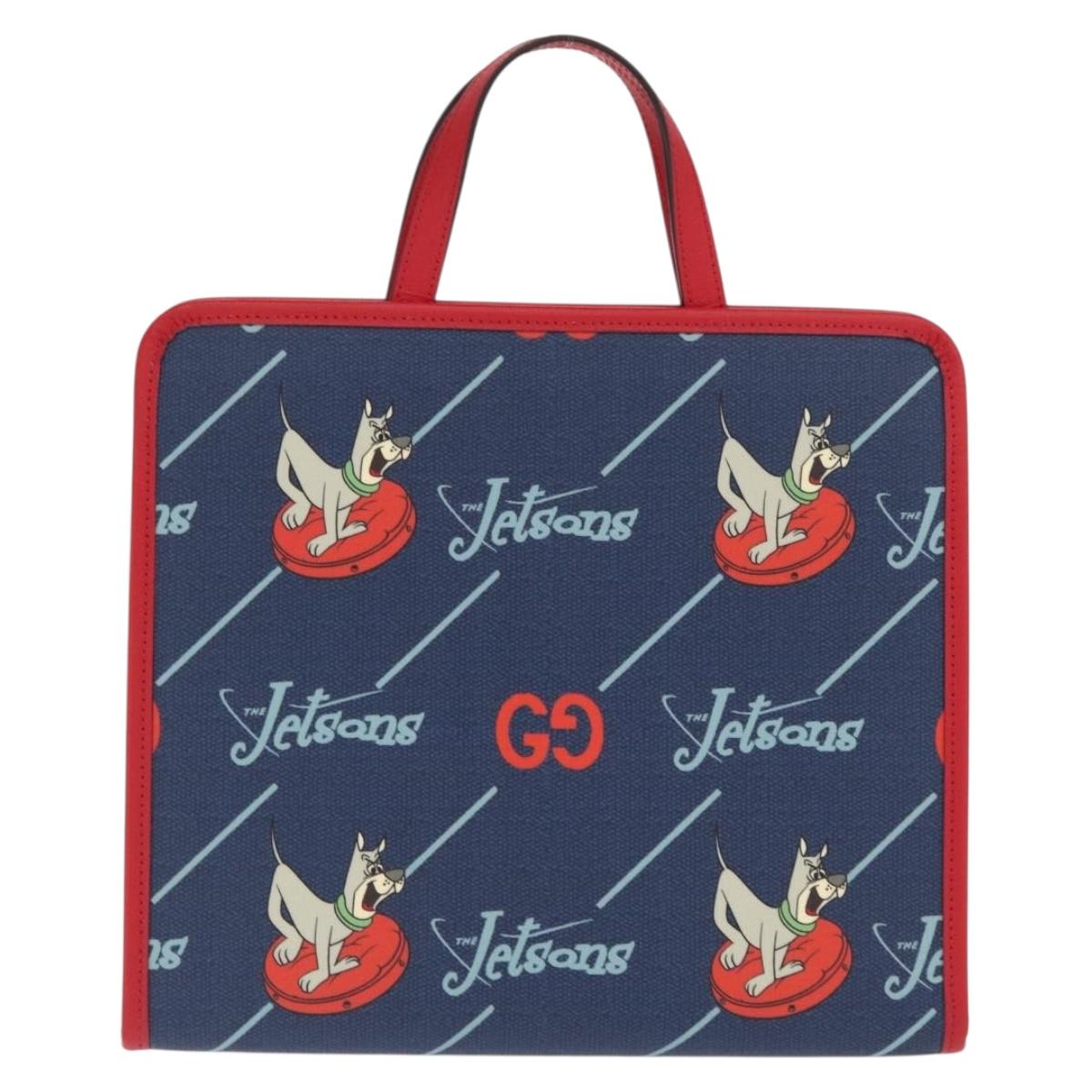 GUCCI Tote Bag PVC Navy Silver 605614 Auth 159842M