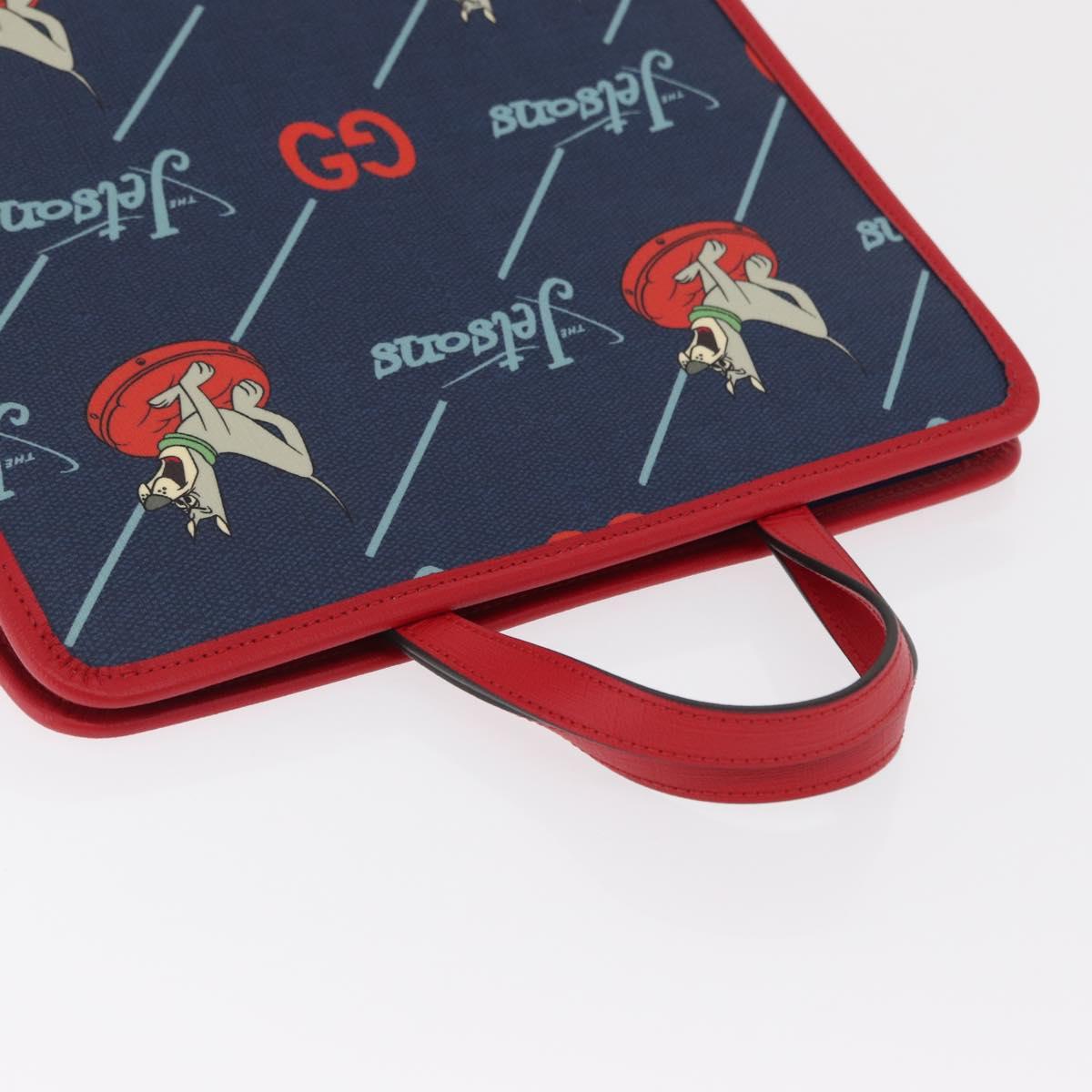 GUCCI Tote Bag PVC Navy Silver 605614 Auth 159842M