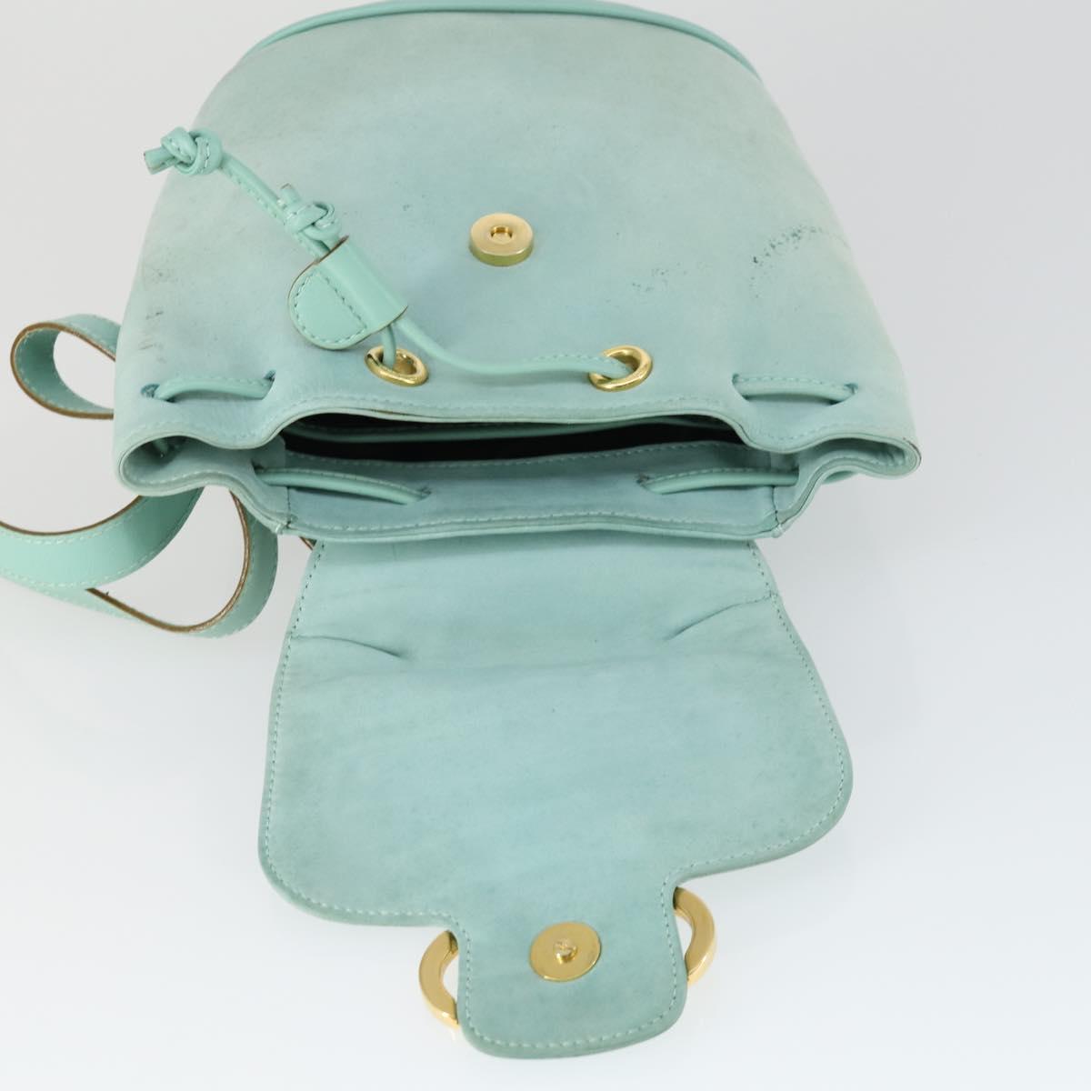 Salvatore Ferragamo Gancini Backpack Suede Green Gold Auth 159843