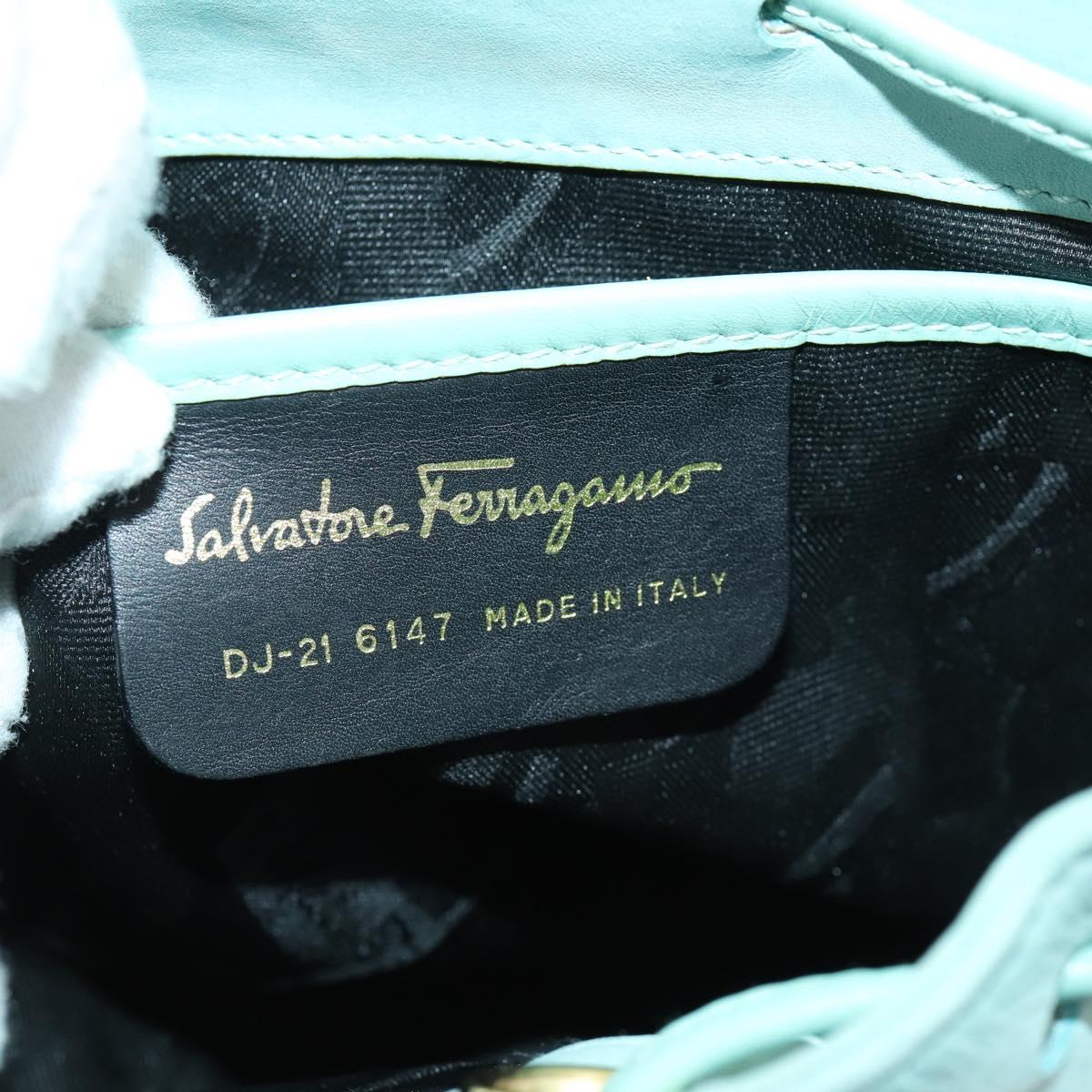 Salvatore Ferragamo Gancini Backpack Suede Green Gold Auth 159843