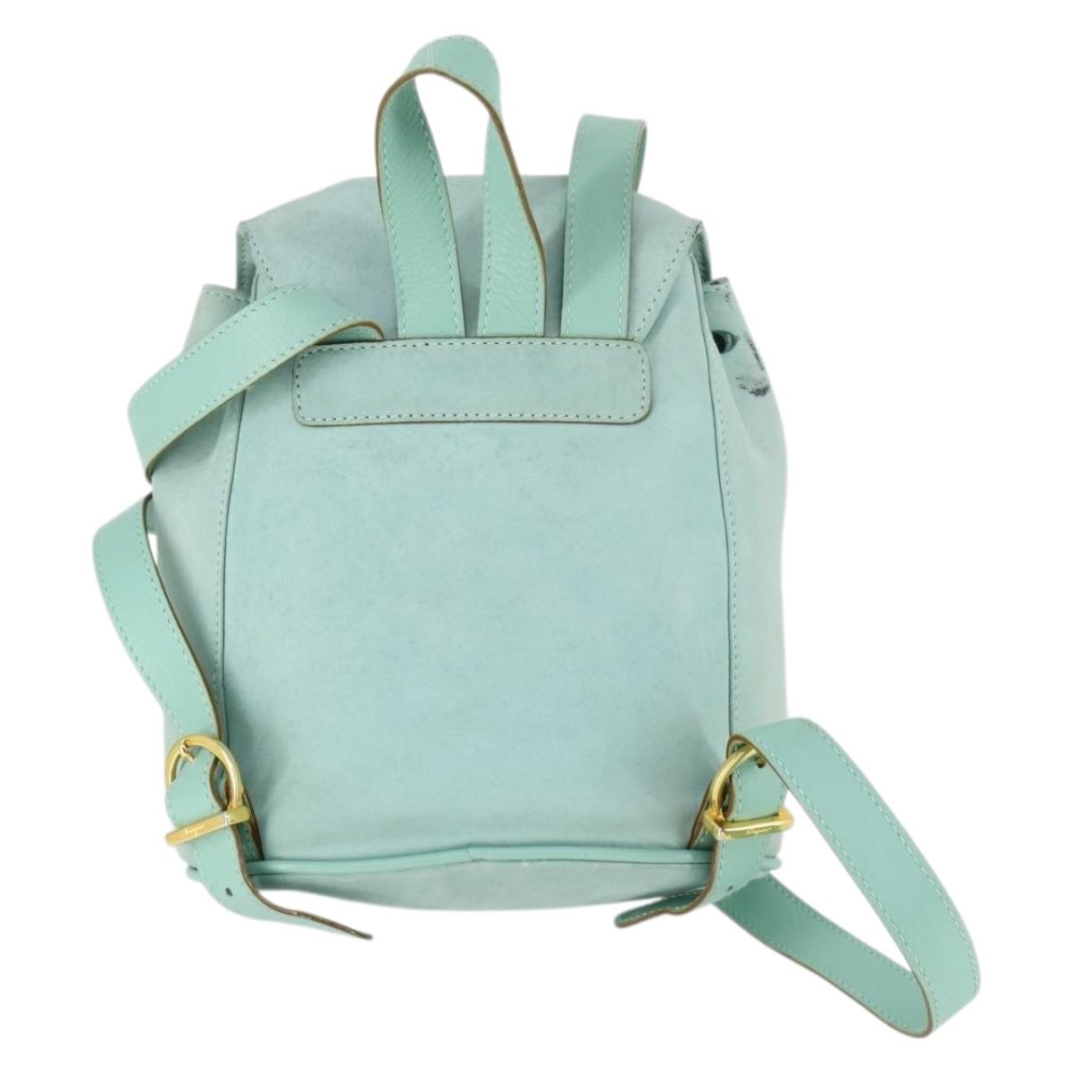 Salvatore Ferragamo Gancini Backpack Suede Green Gold Auth 159843